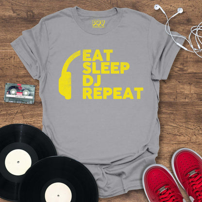 Printify Eat, Sleep, DJ, Repeat - Yellow Mix T-Shirt