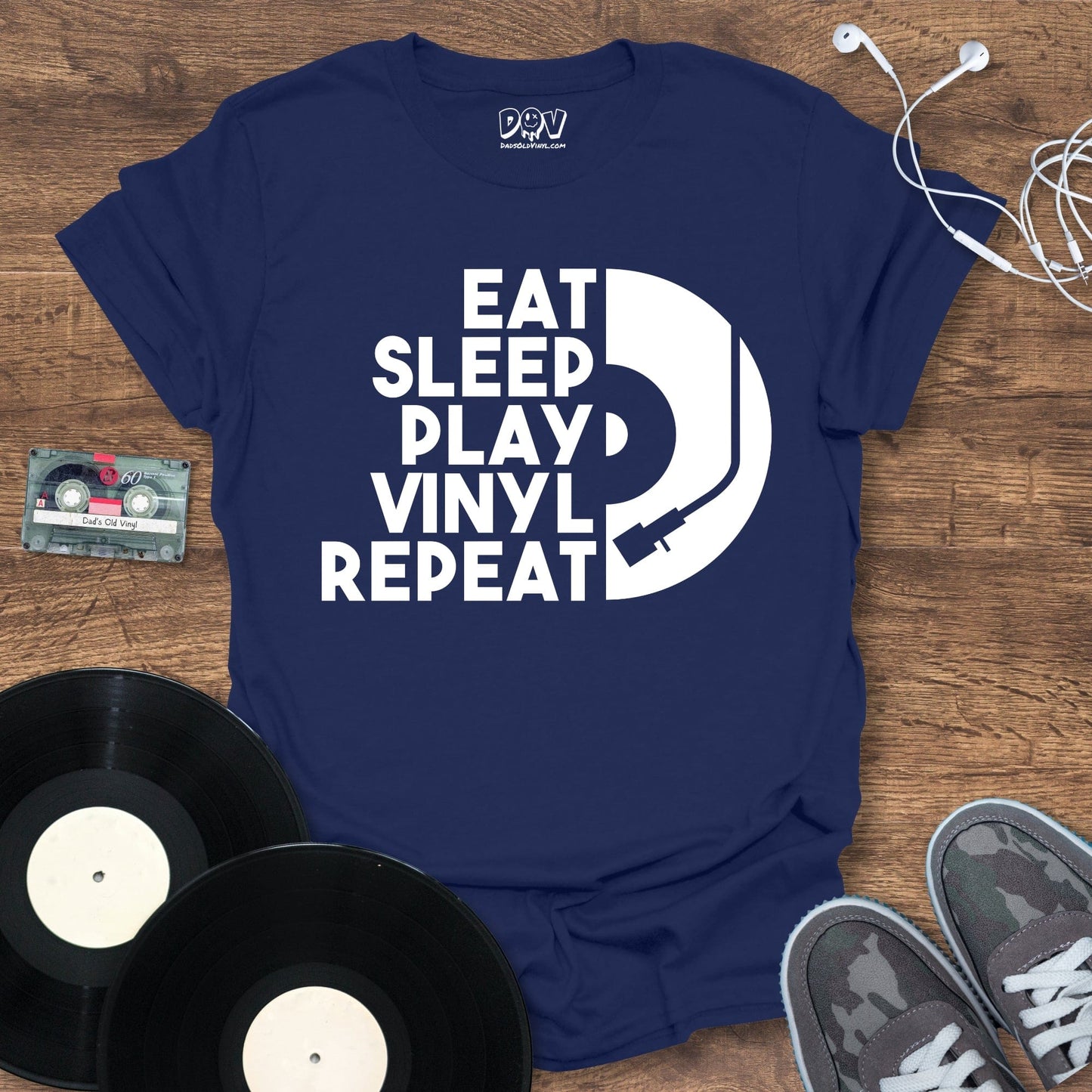 Printify Eat, Sleep, Play Vinyl Repeat T-Shirt