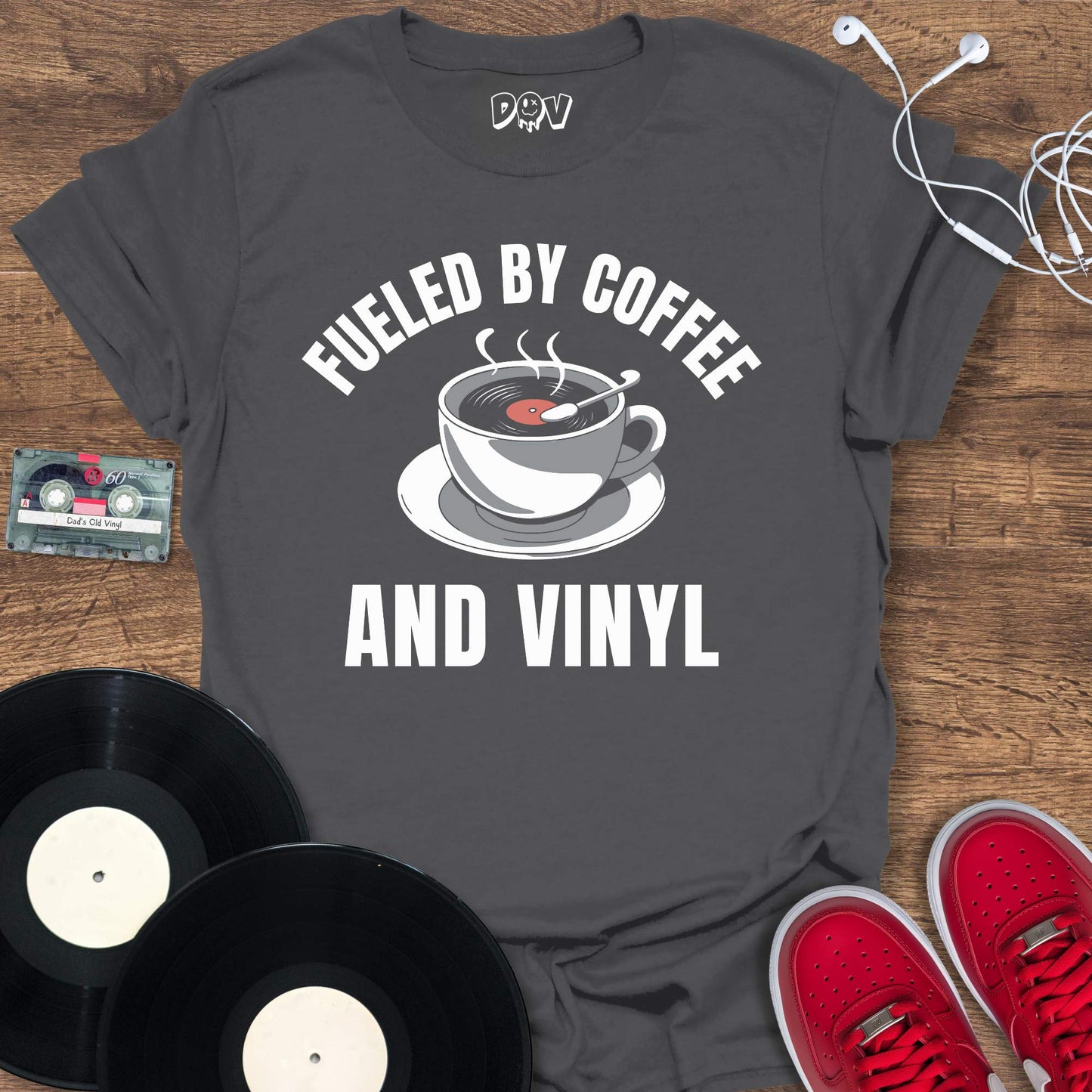 Printify Fueled By Coffee And Vinyl T-Shirt