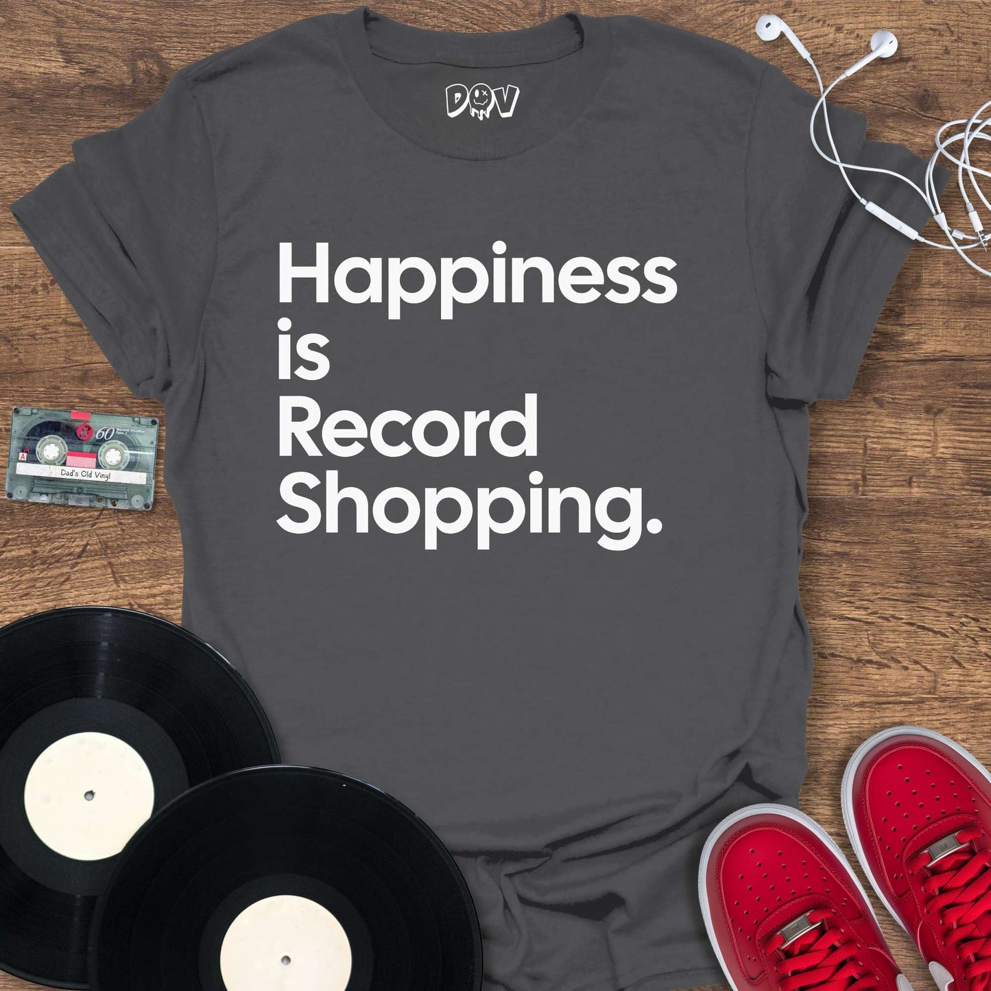 Printify Happiness Is Record Shopping T-Shirt