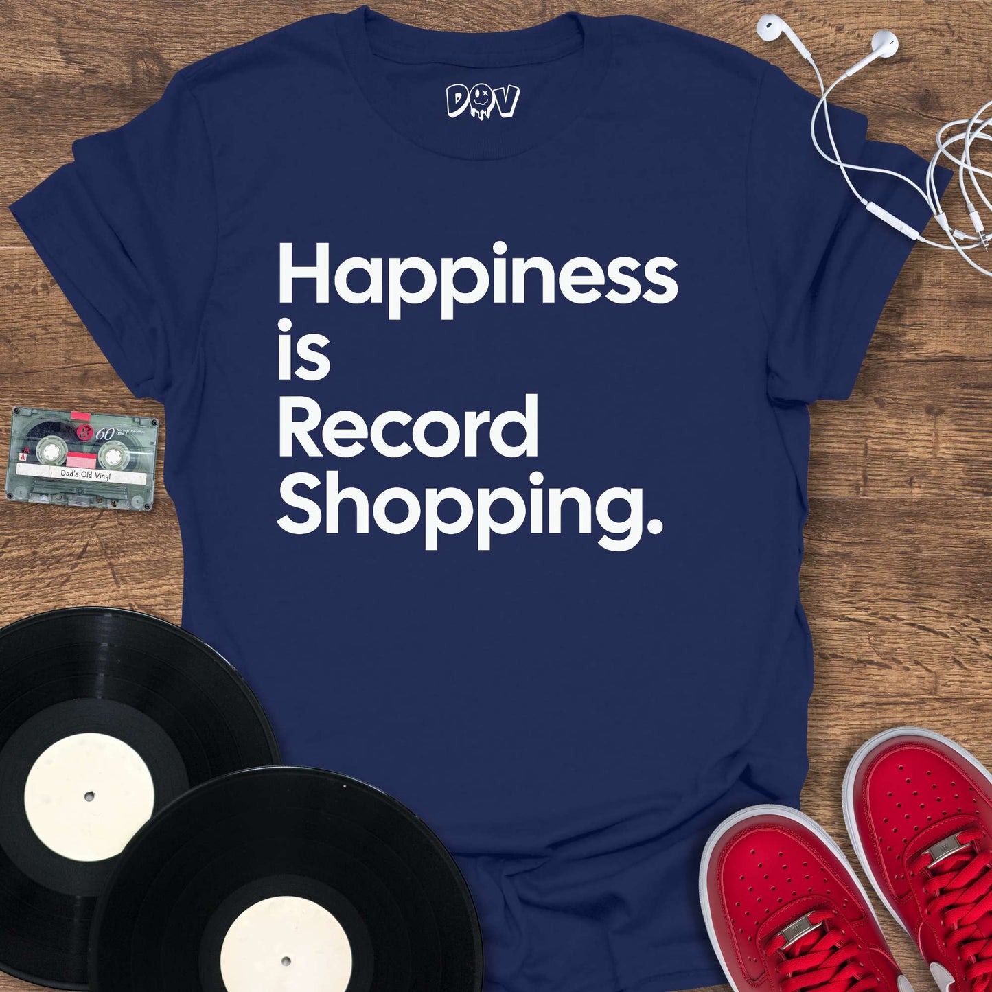 Printify Happiness Is Record Shopping T-Shirt