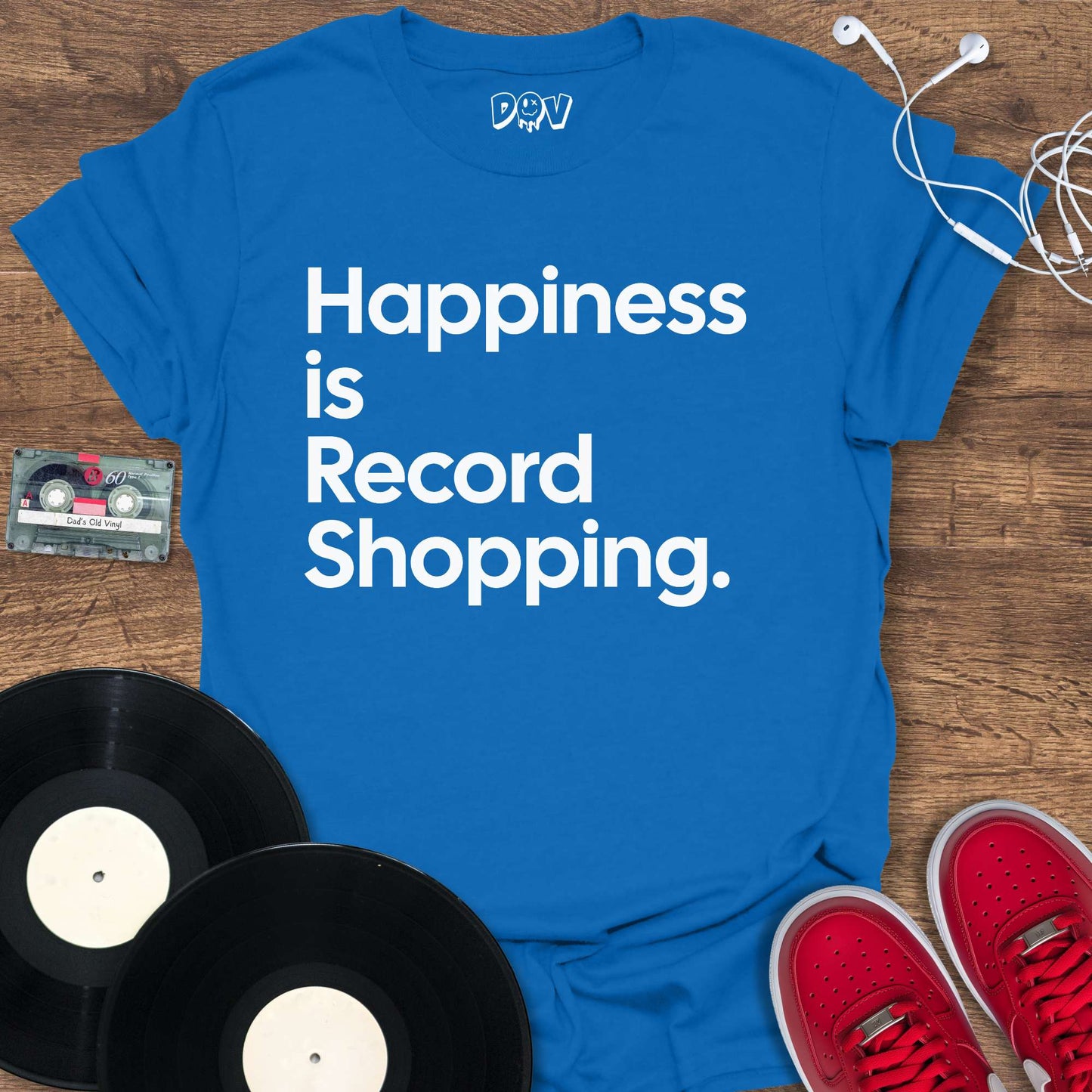 Printify Happiness Is Record Shopping T-Shirt