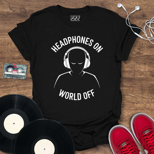 Printify Headphones On World Off T-Shirt