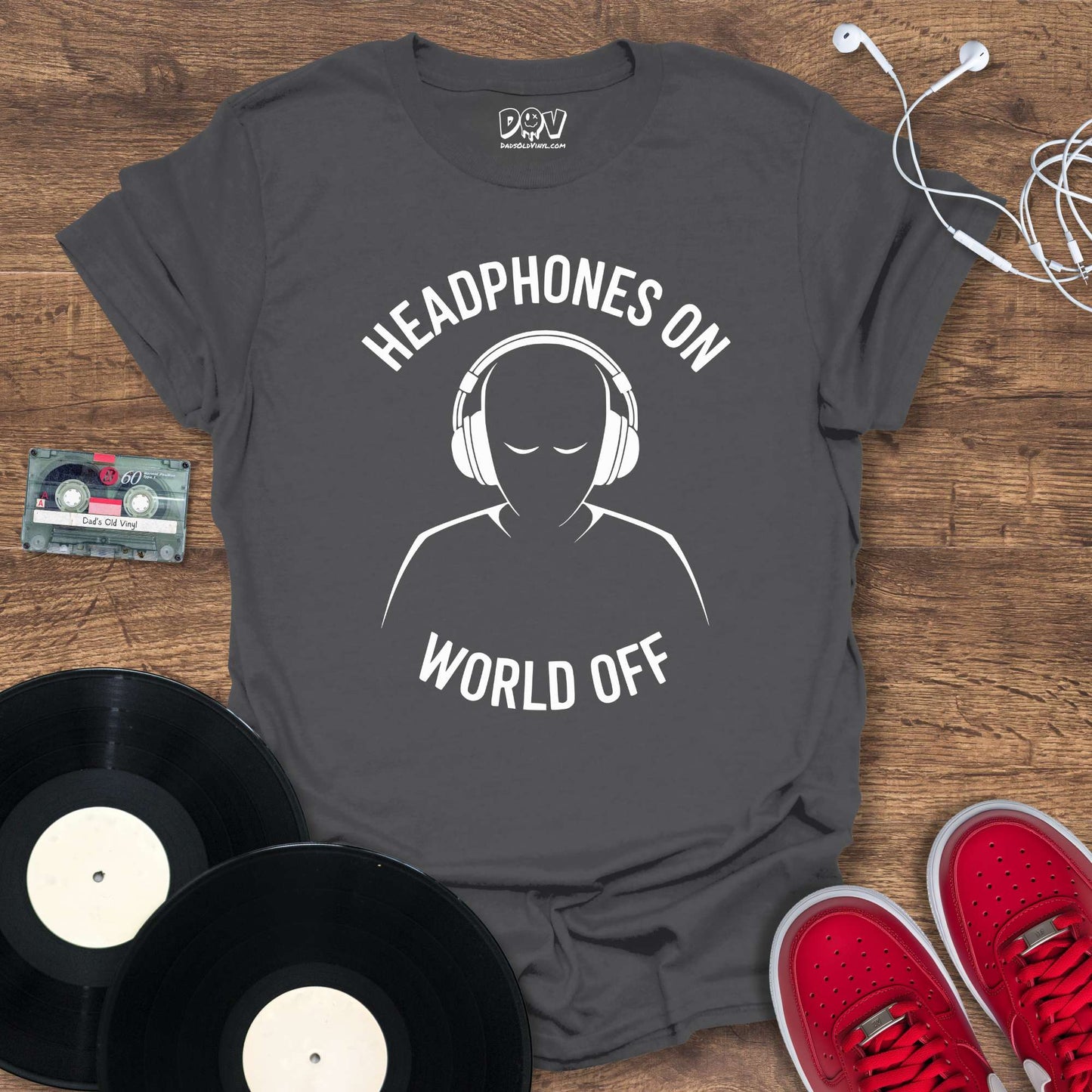 Printify Headphones On World Off T-Shirt