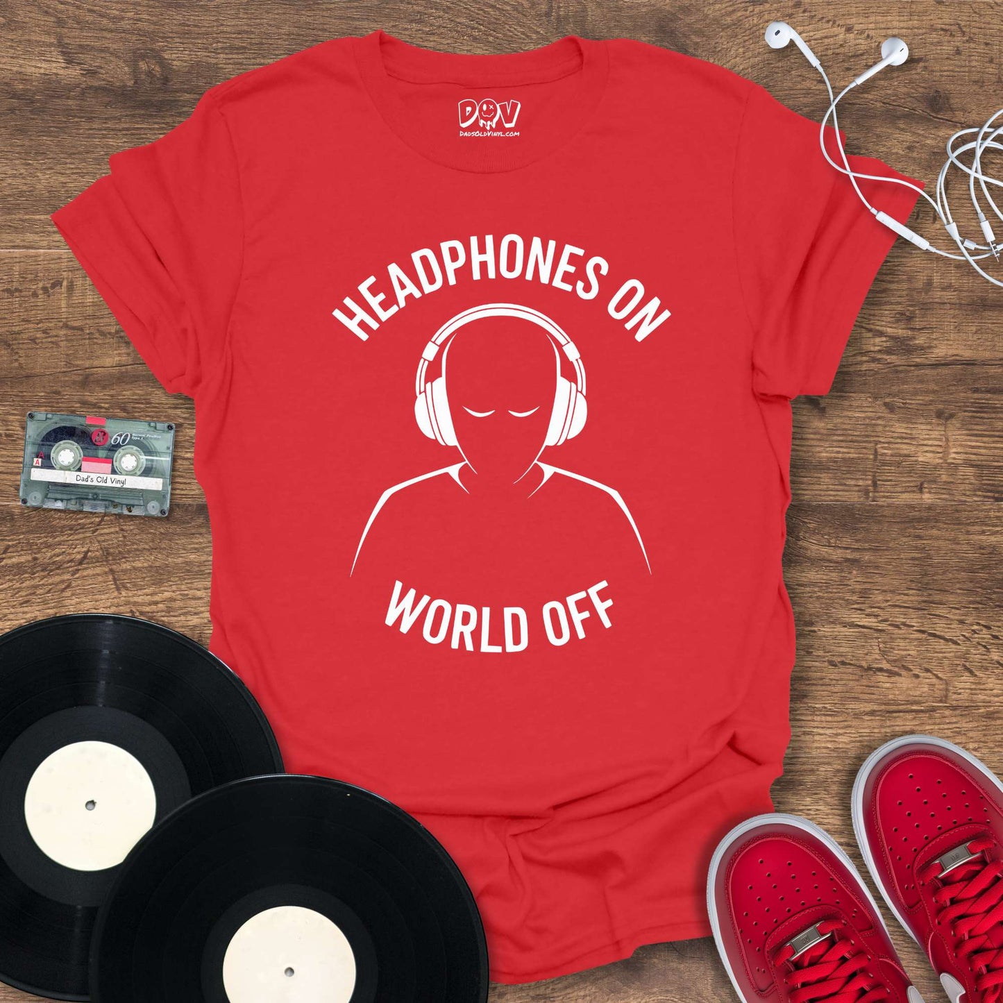 Printify Headphones On World Off T-Shirt