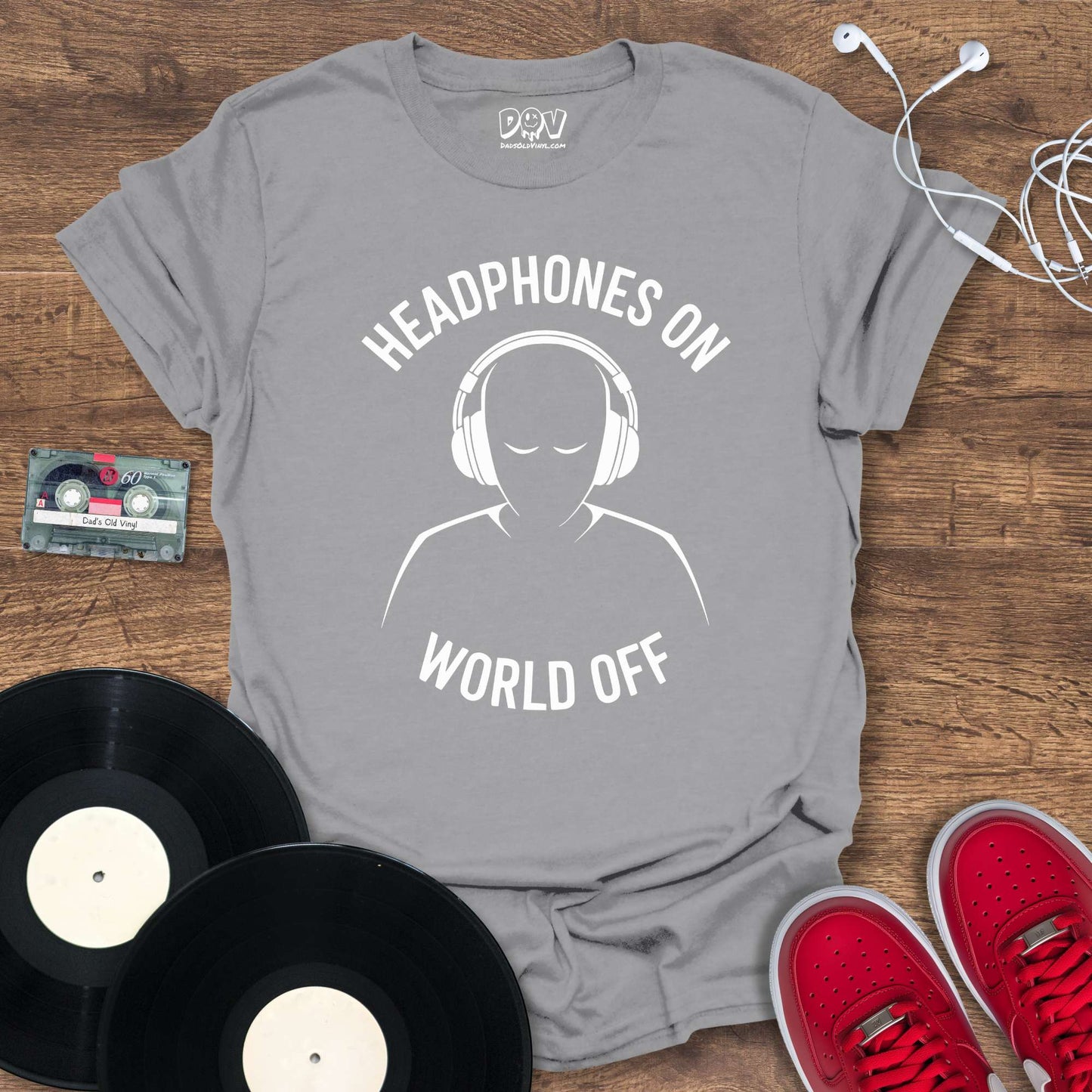 Printify Headphones On World Off T-Shirt