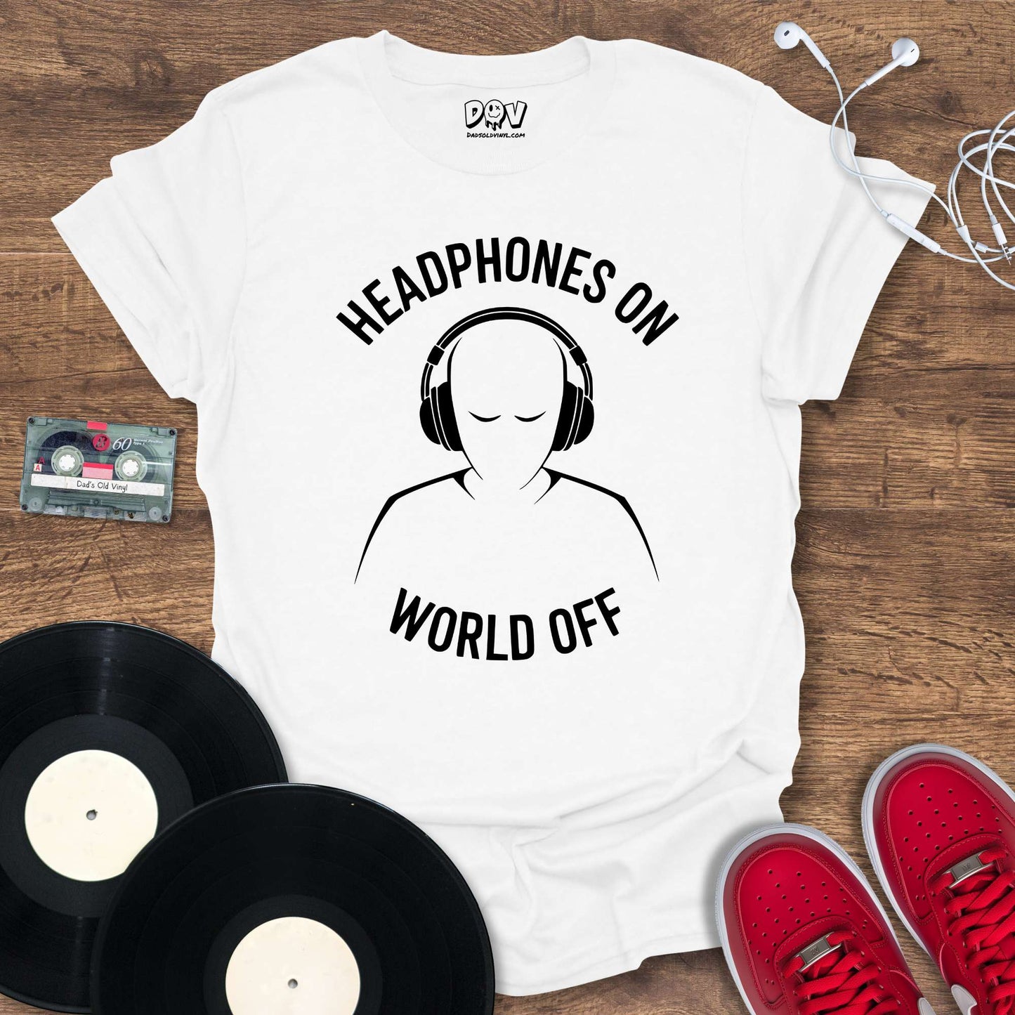 Printify Headphones On World Off T-Shirt