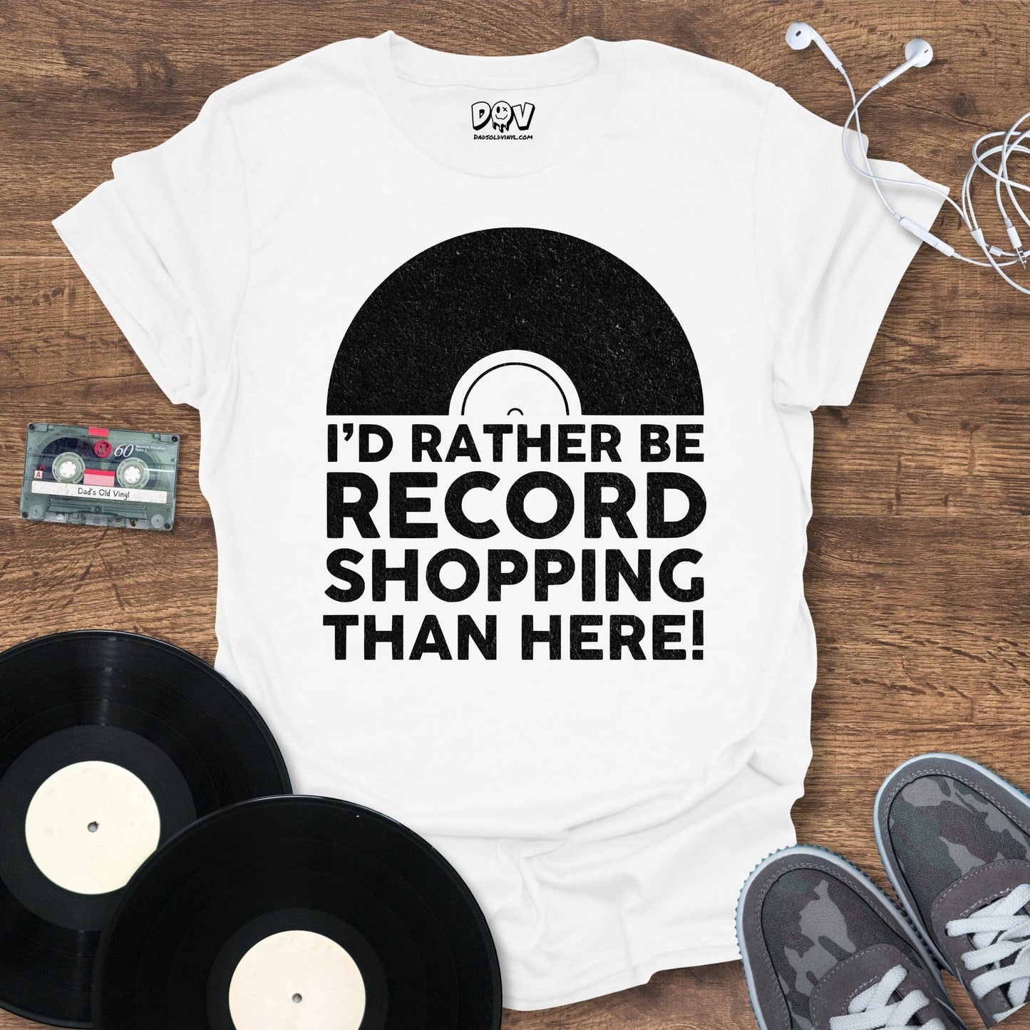 Printify I'd Rather Be Record Shopping T-Shirt