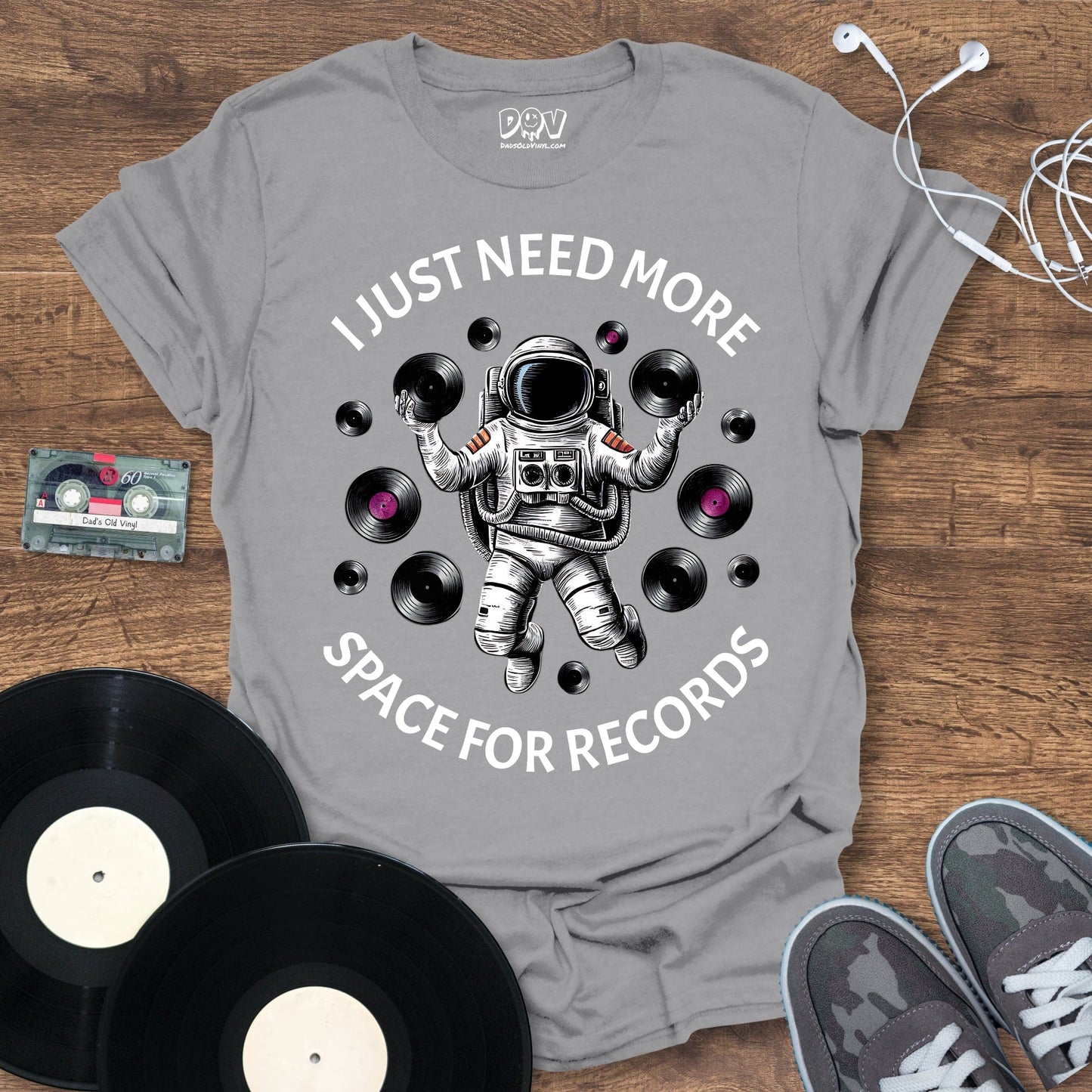 Printify More Space For Records T-Shirt