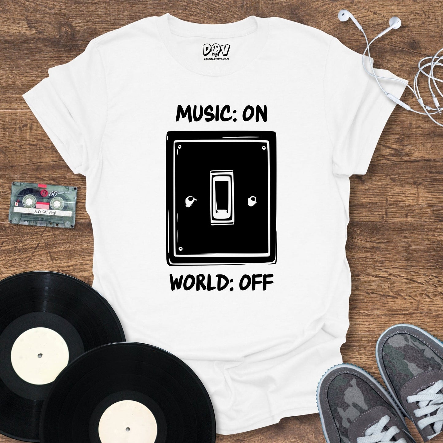 Printify Music On, World Off T-Shirt