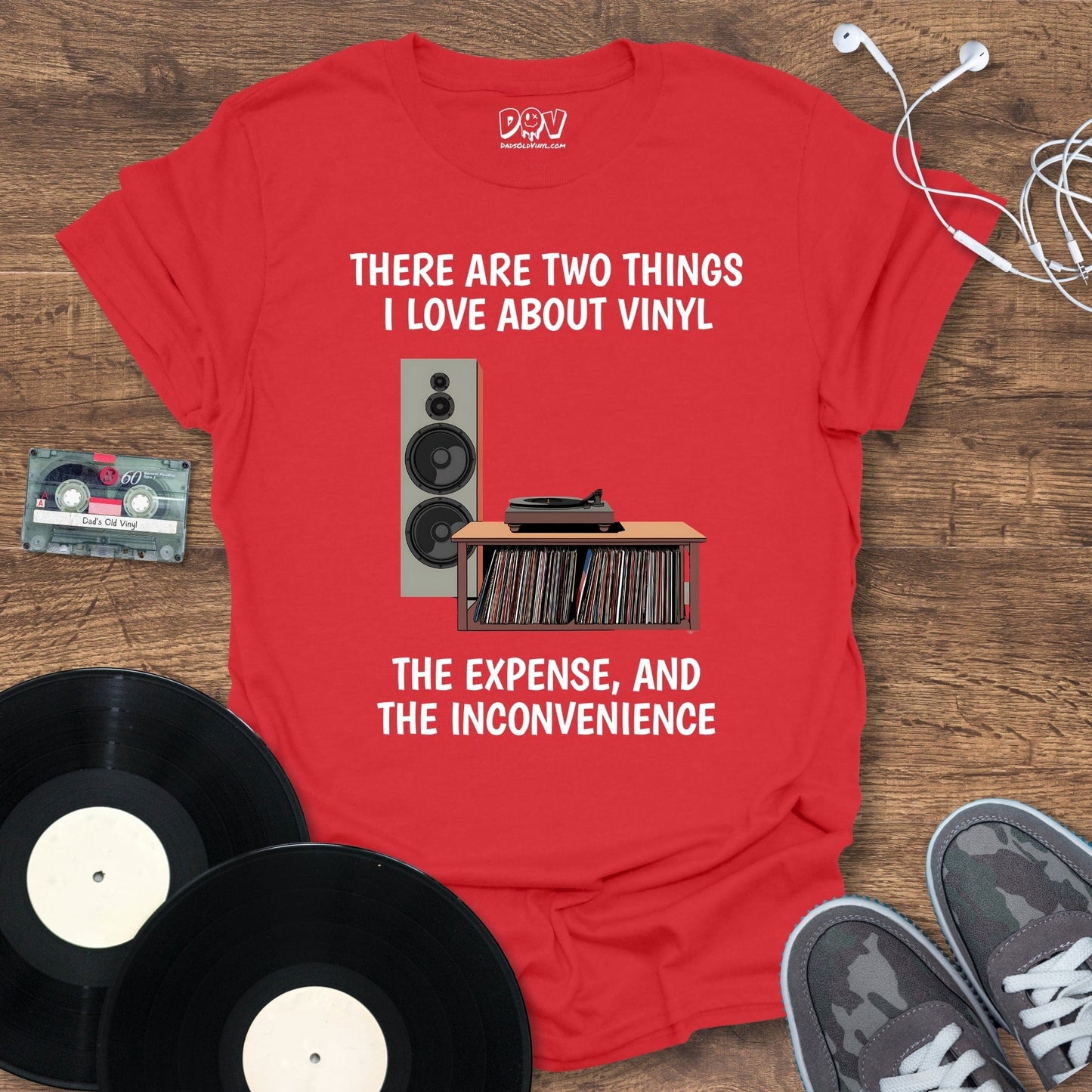 Printify Two Things I Love About Vinyl T-Shirt