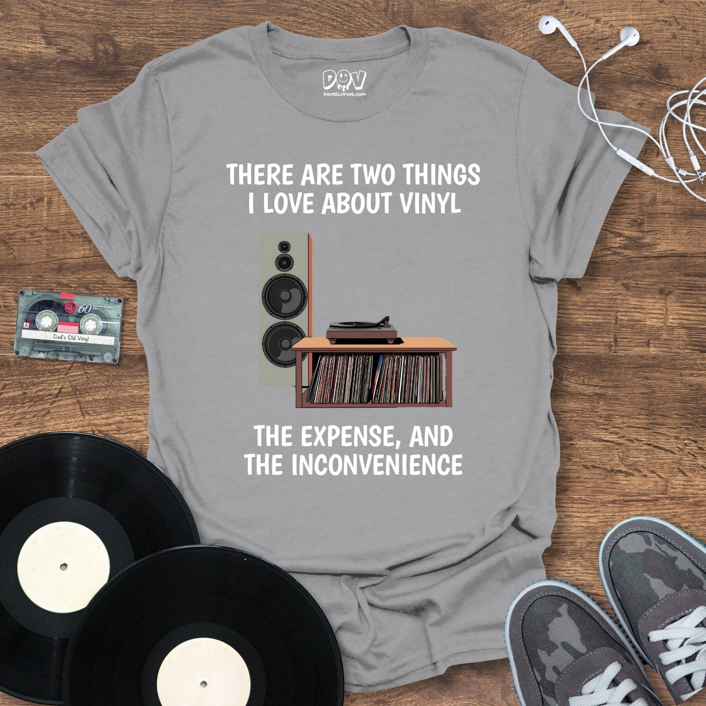 Printify Two Things I Love About Vinyl T-Shirt