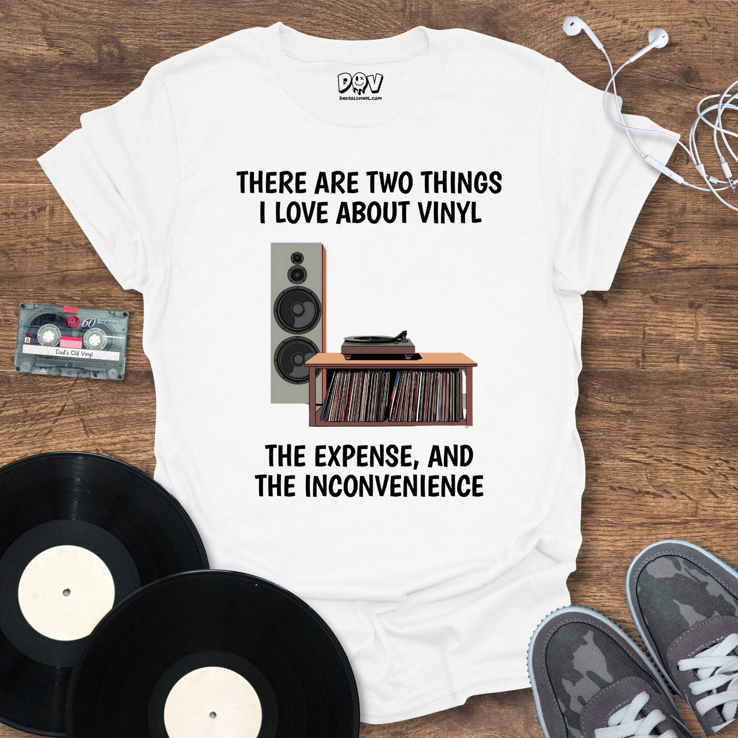 Printify Two Things I Love About Vinyl T-Shirt