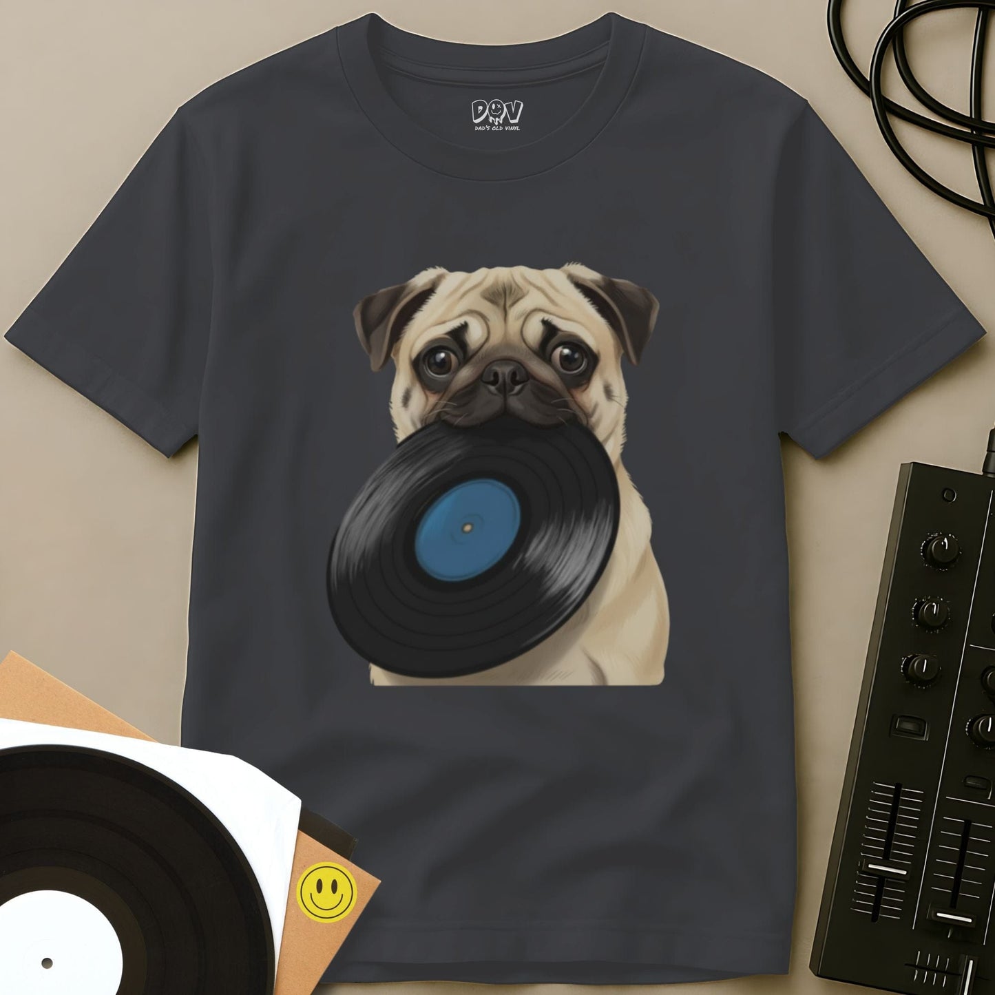 Pug DJ T-Shirt Charcoal / S Pug DJ T-Shirt