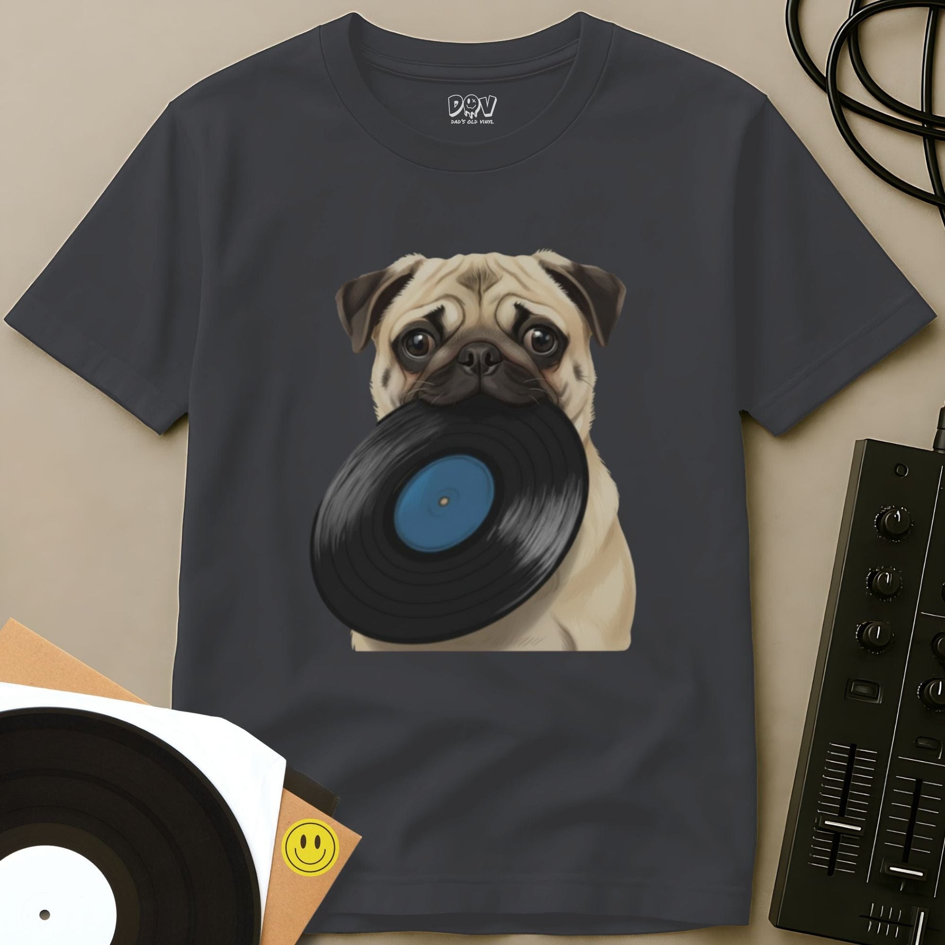 Pug DJ T-Shirt Charcoal / S Pug DJ T-Shirt