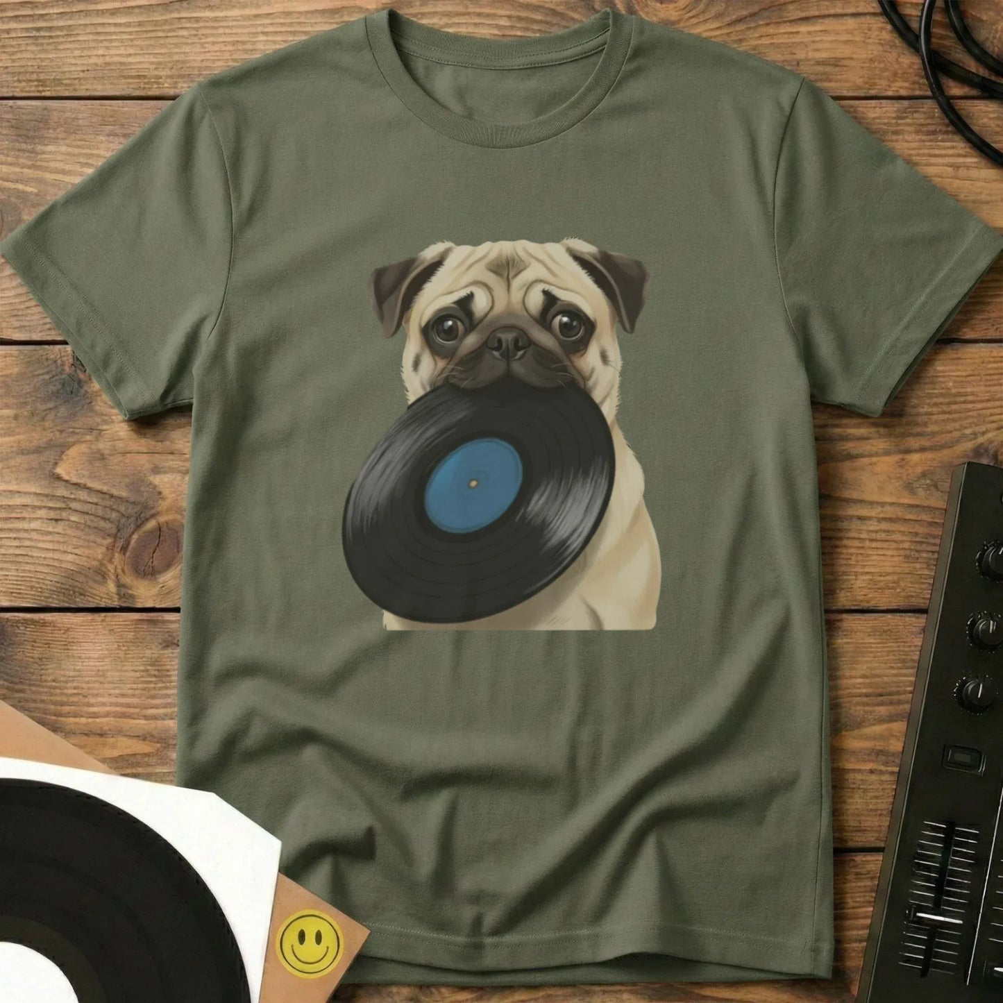 Pug DJ T-Shirt Military Green / S Pug DJ T-Shirt