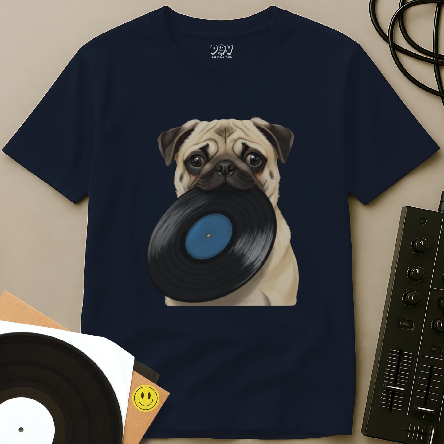 Pug DJ T-Shirt Navy / S Pug DJ T-Shirt
