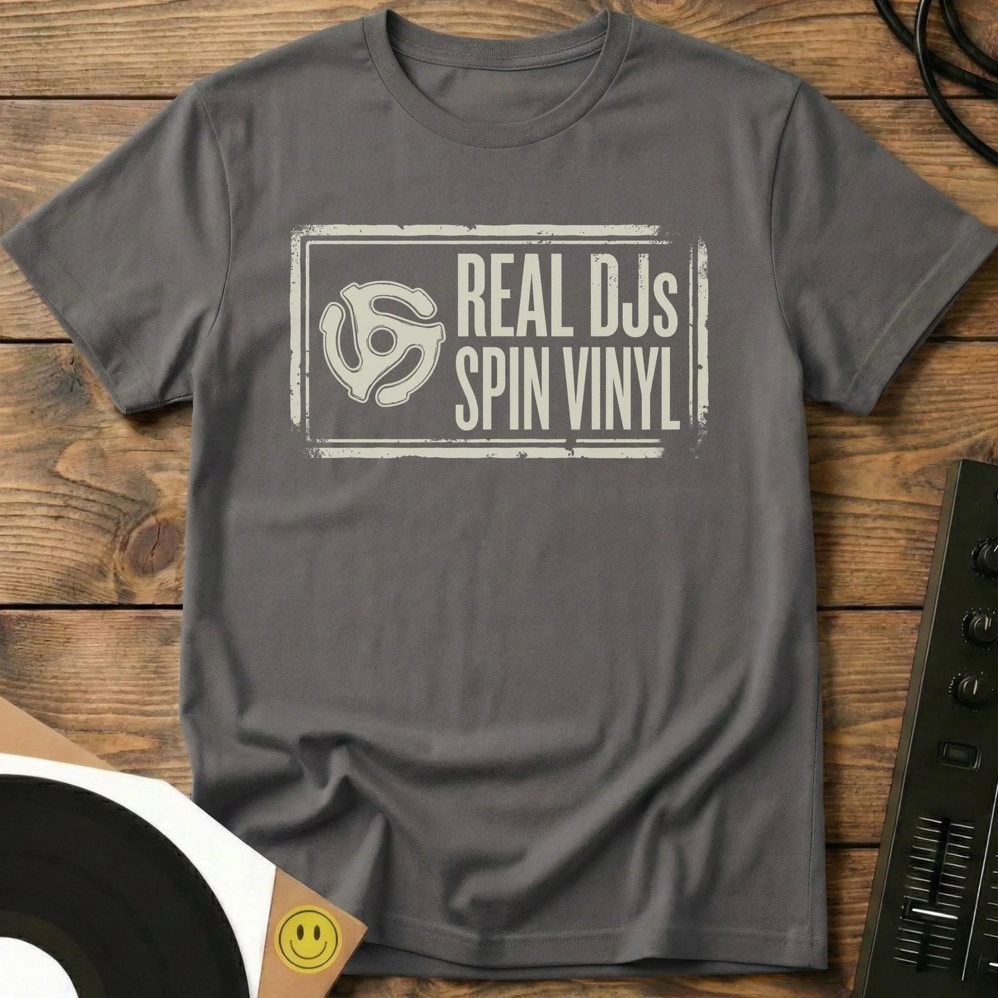 Real DJs Spin Vinyl T-Shirt Charcoal / S Real DJs Spin Vinyl T-Shirt
