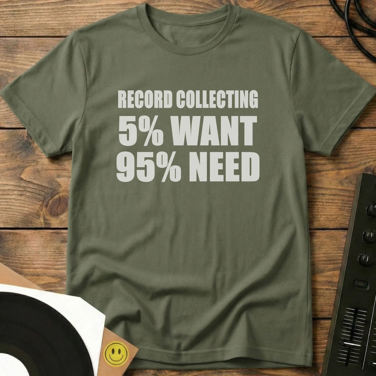 Record Collecting Split T-Shirt Military Green / S Record Collecting Split T-Shirt