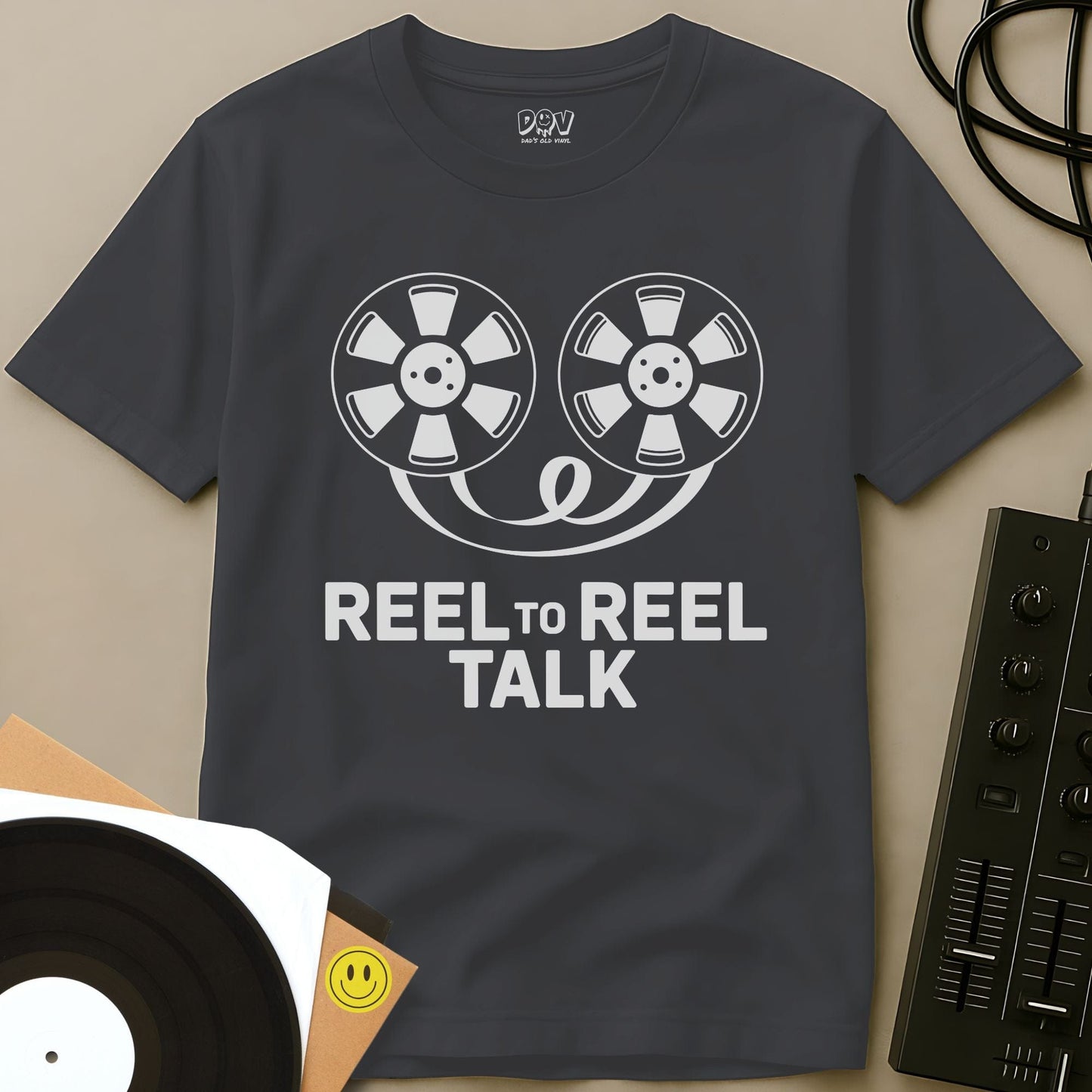 Reel To Reel Talk T-Shirt Charcoal / S Reel To Reel Talk T-Shirt