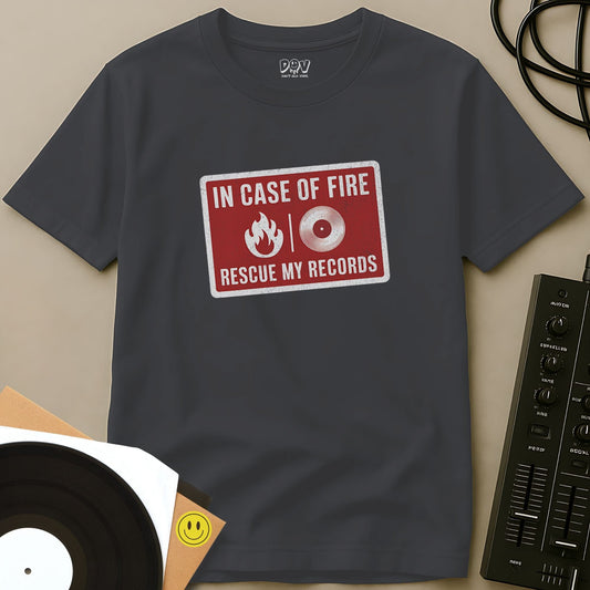 Rescue My Records T-Shirt Charcoal / S Rescue My Records T-Shirt