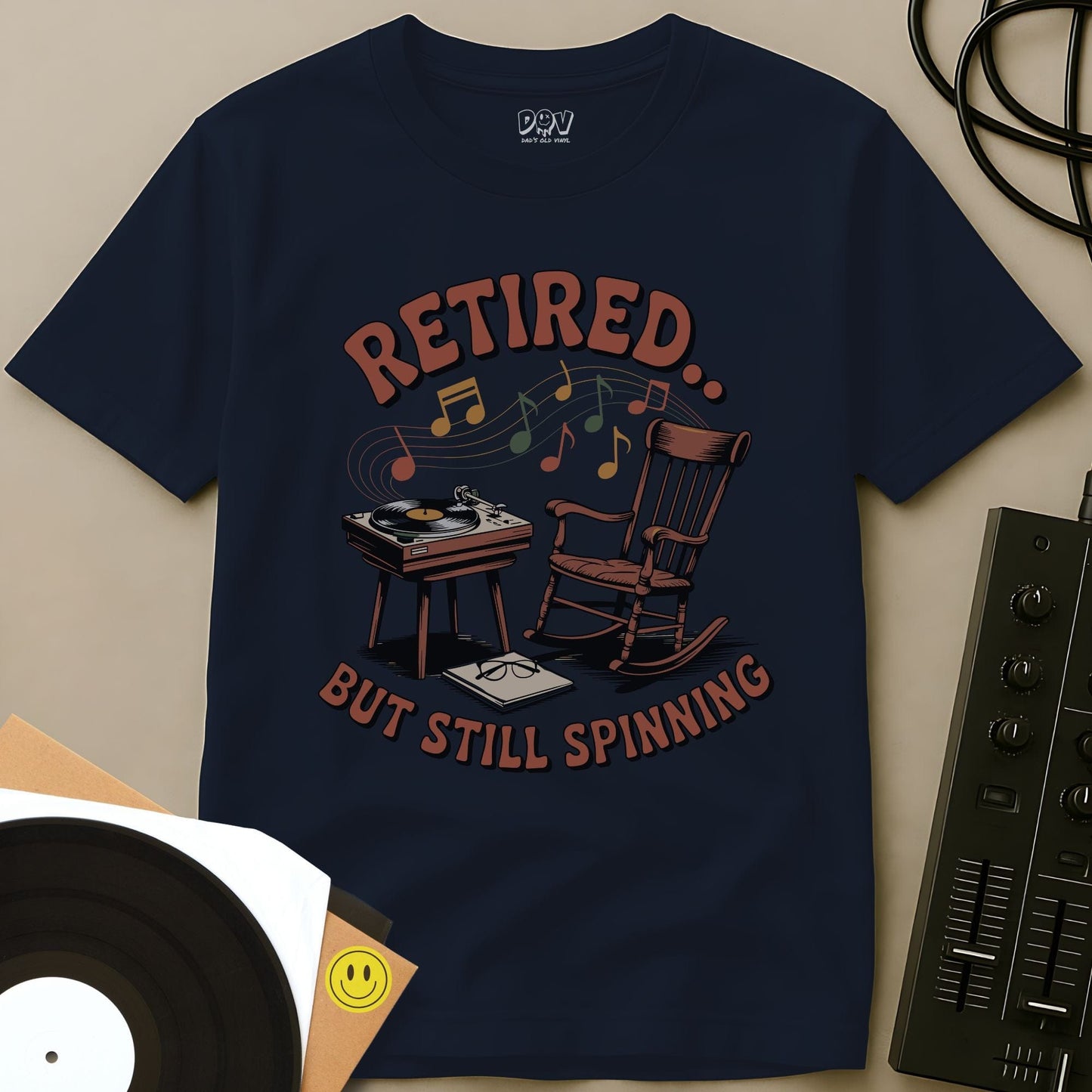 Retired But Still Spinning T-Shirt Navy / S Retired But Still Spinning T-Shirt
