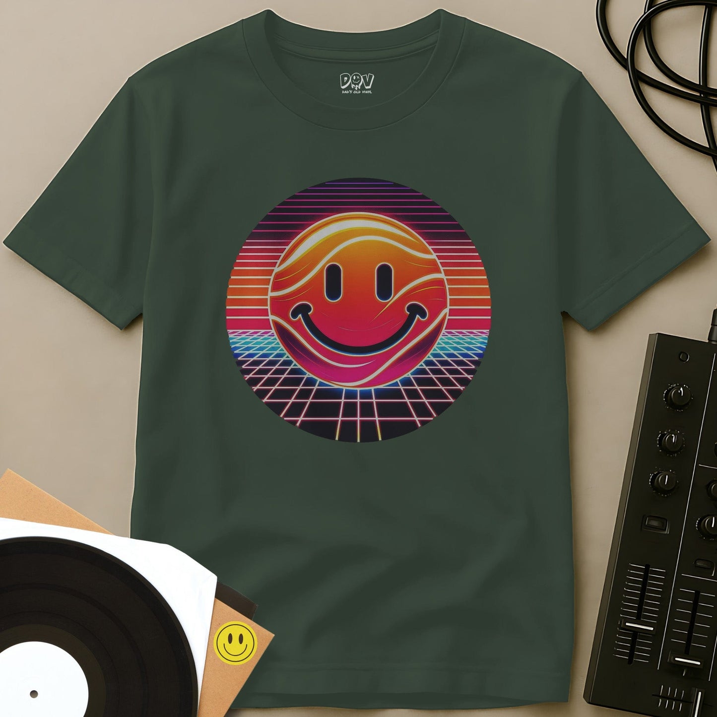 Retro Smiles T-Shirt Military Green / S Retro Smiles T-Shirt