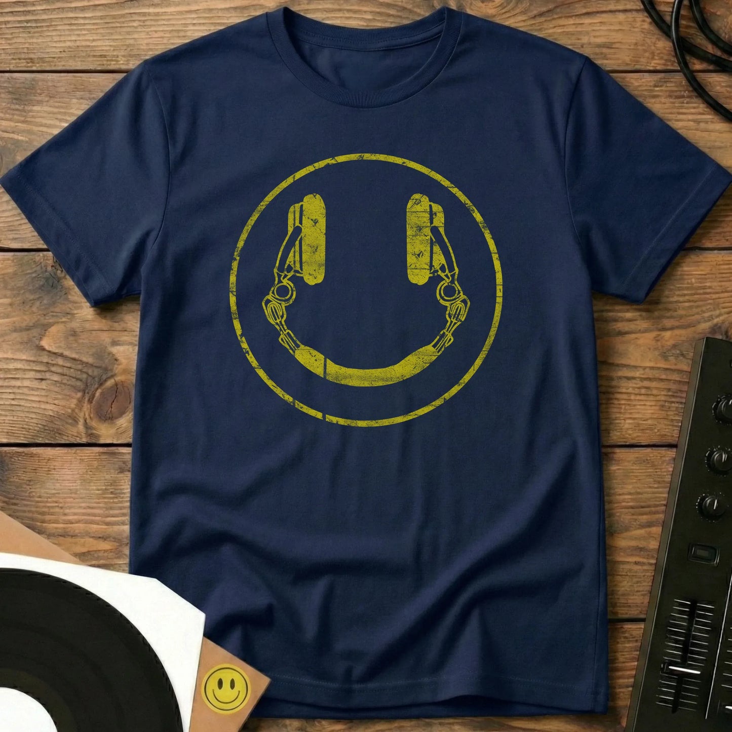 Smiley DJ  Grunge T-Shirt Navy / S Smiley DJ  Grunge T-Shirt