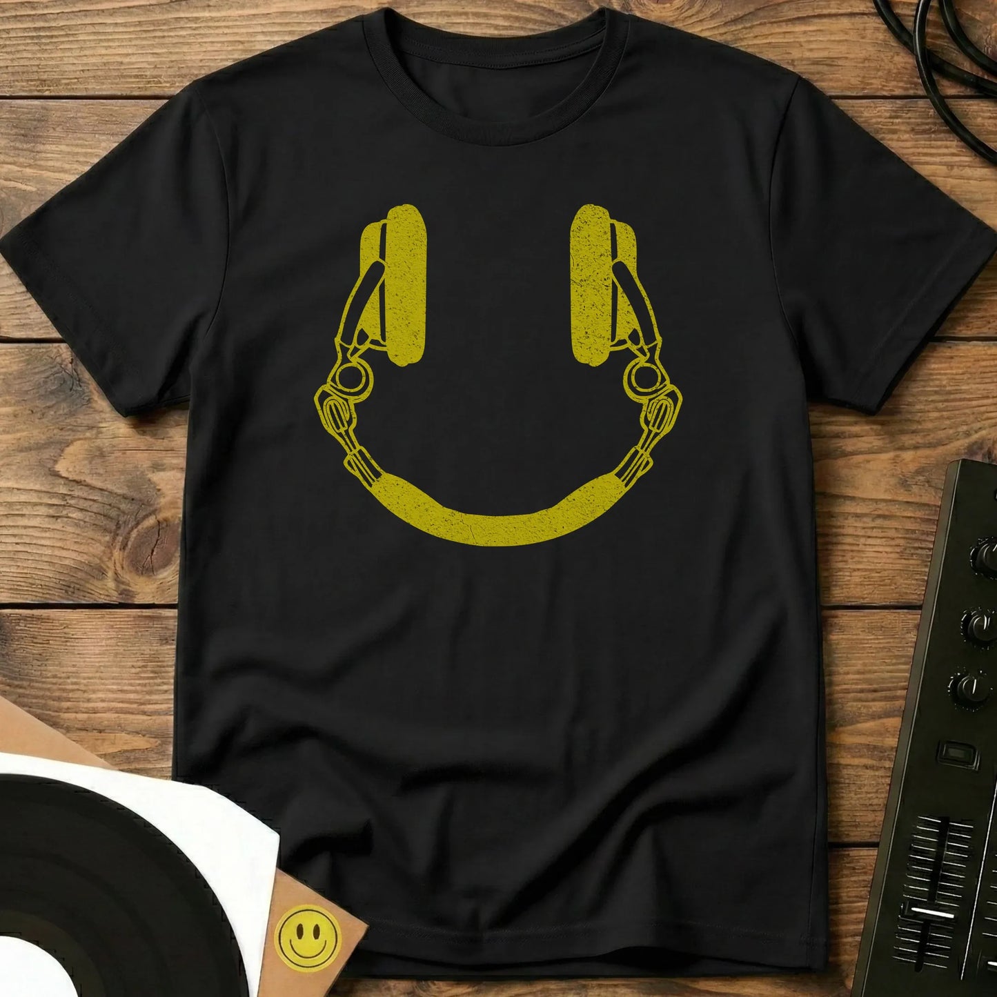 Smiley Headphones T-Shirt Black / S Smiley Headphones T-Shirt