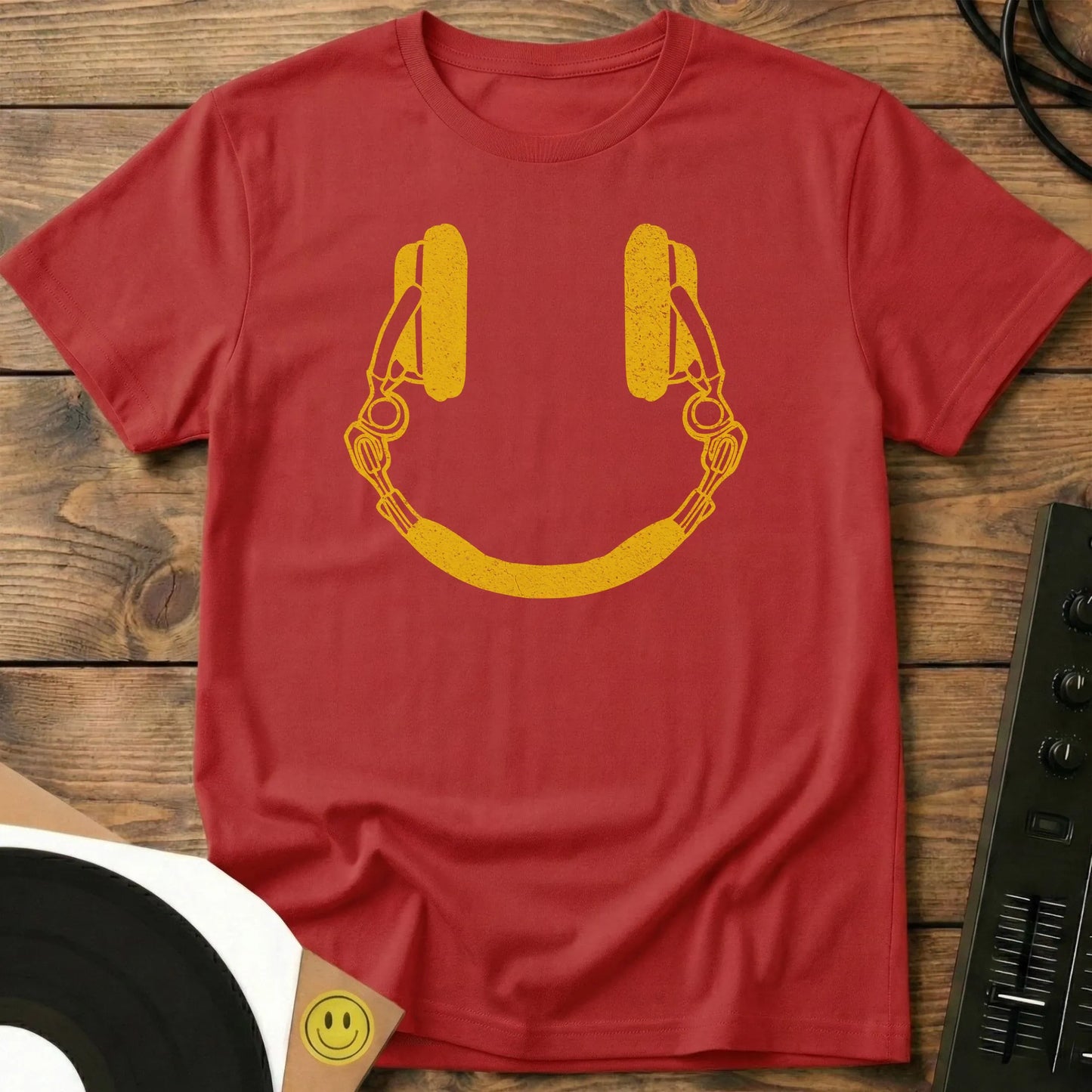 Smiley Headphones T-Shirt Red / S Smiley Headphones T-Shirt