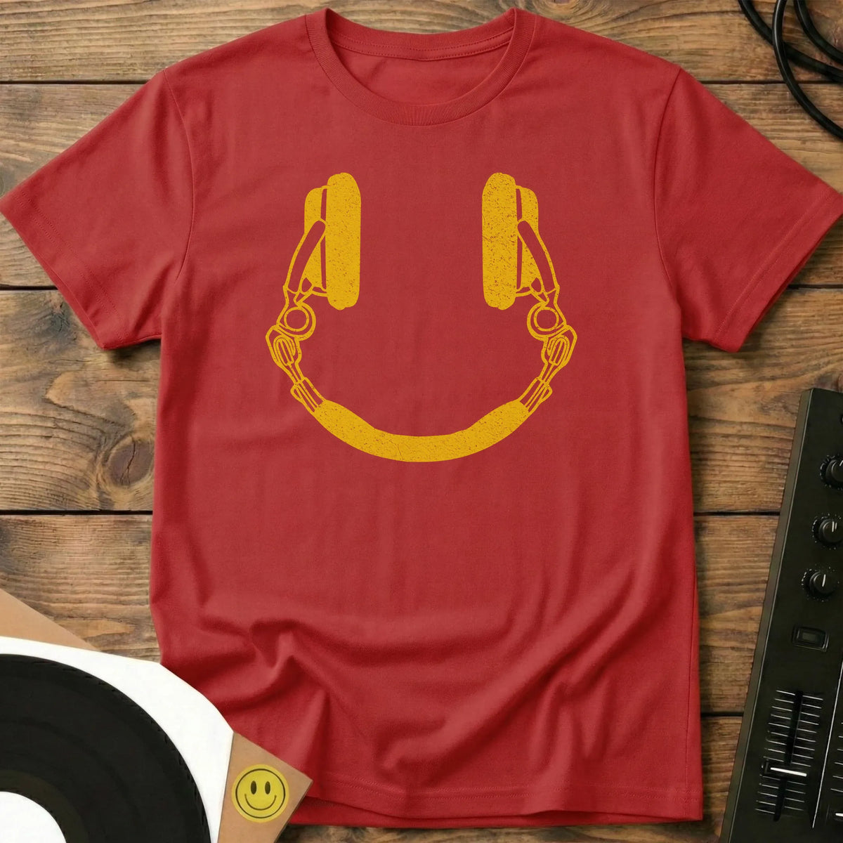 Smiley Headphones T-Shirt Red / S Smiley Headphones T-Shirt