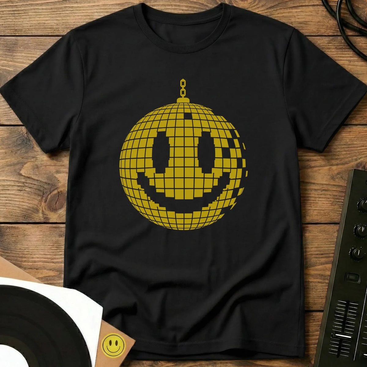 Smiley Mirror Ball T-Shirt Black / S Smiley Mirror Ball T-Shirt
