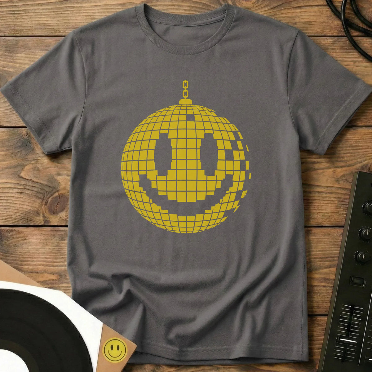 Smiley Mirror Ball T-Shirt Charcoal / S Smiley Mirror Ball T-Shirt