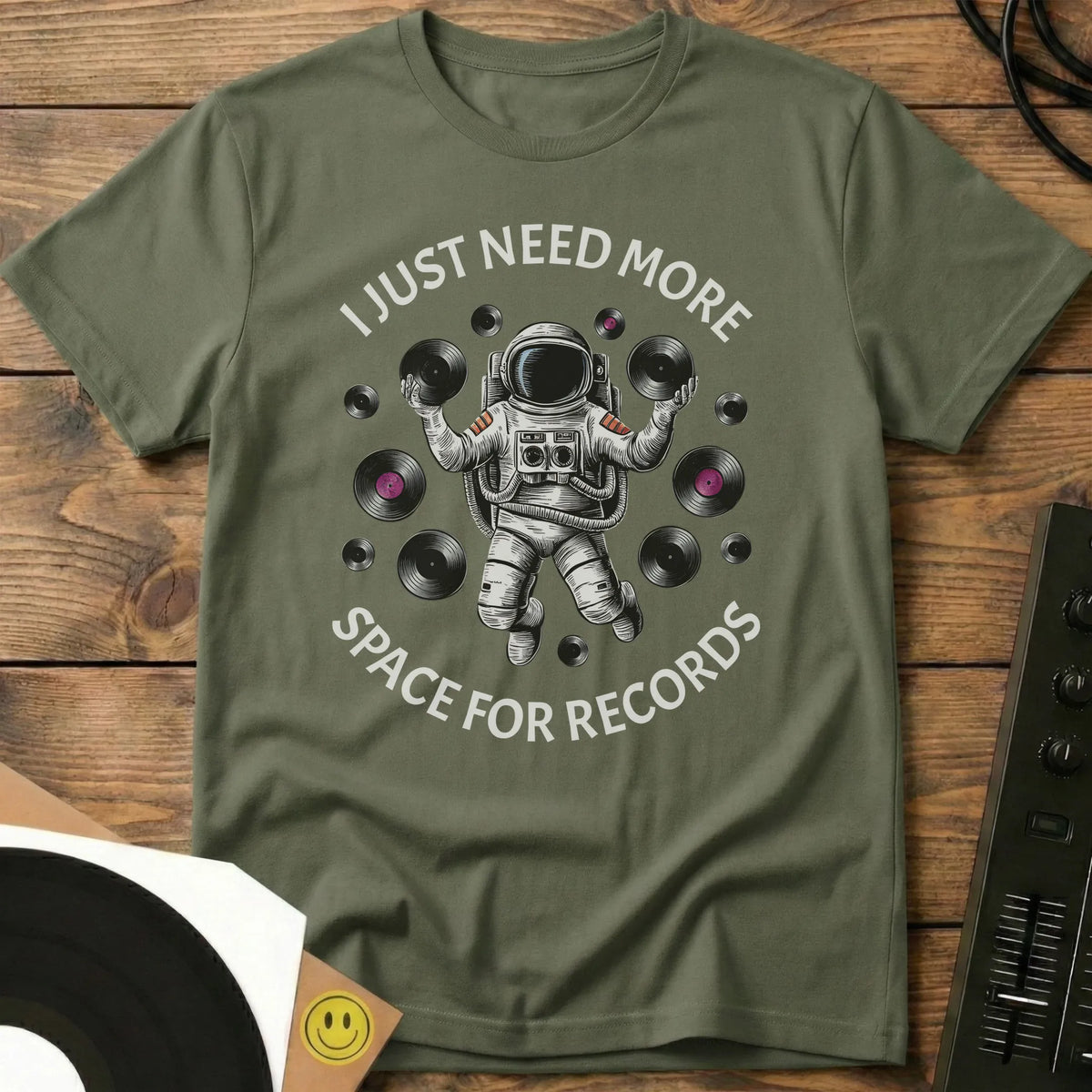 Space For Records T-Shirt Military Green / S Space For Records T-Shirt
