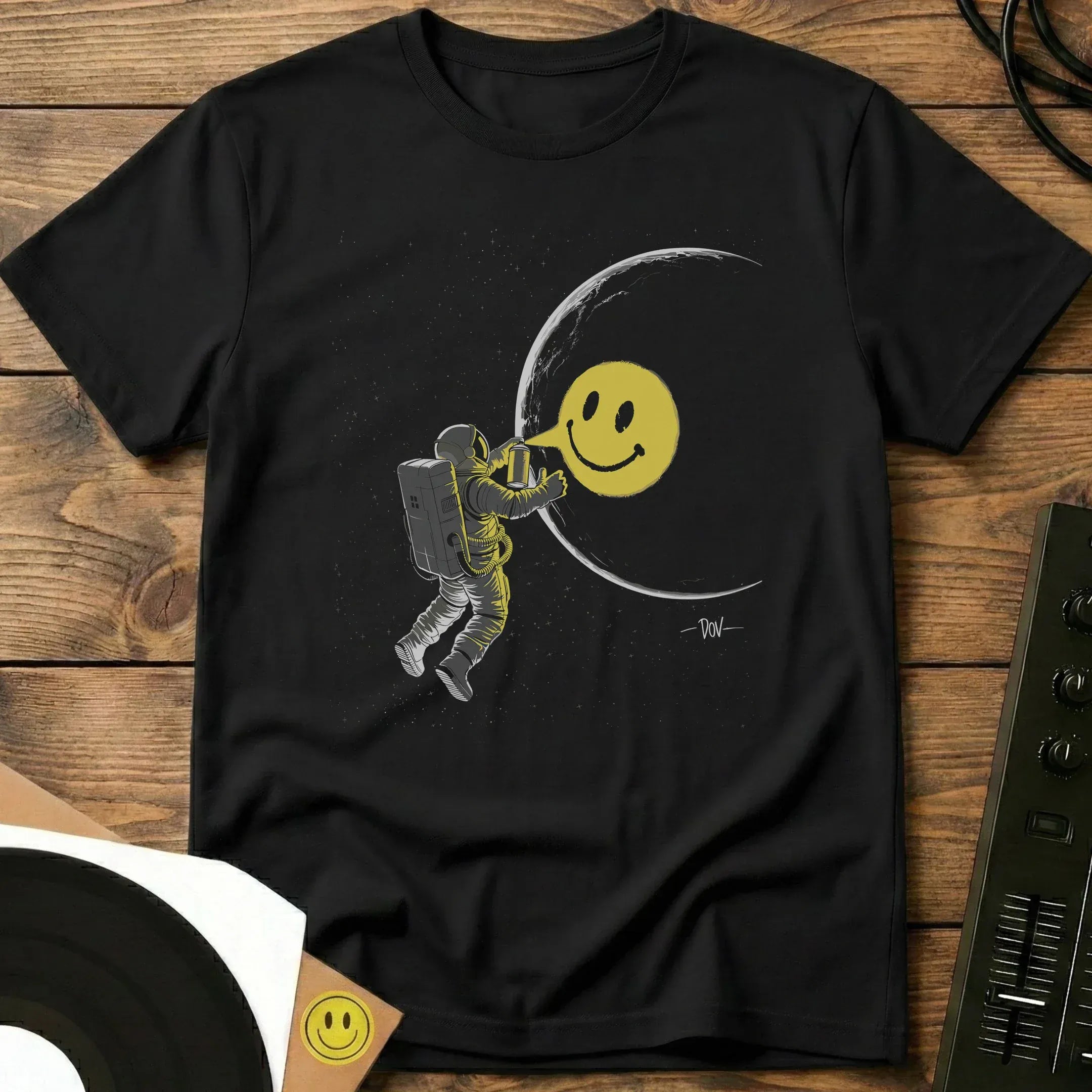 Space Smiley T-Shirt Black / S Space Smiley T-Shirt