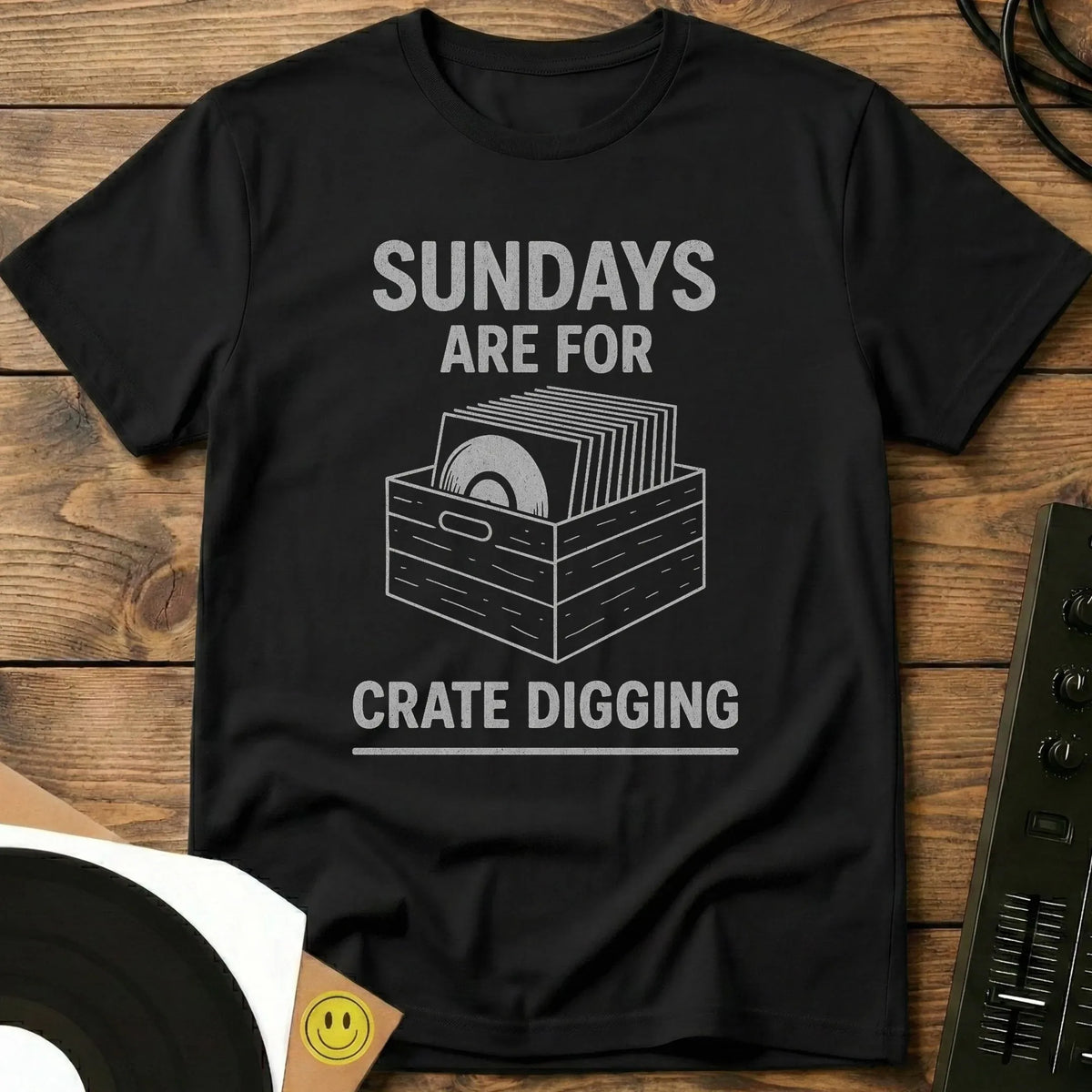 Sundays Are For Crate Digging T-Shirt Black / S Sundays Are For Crate Digging T-Shirt
