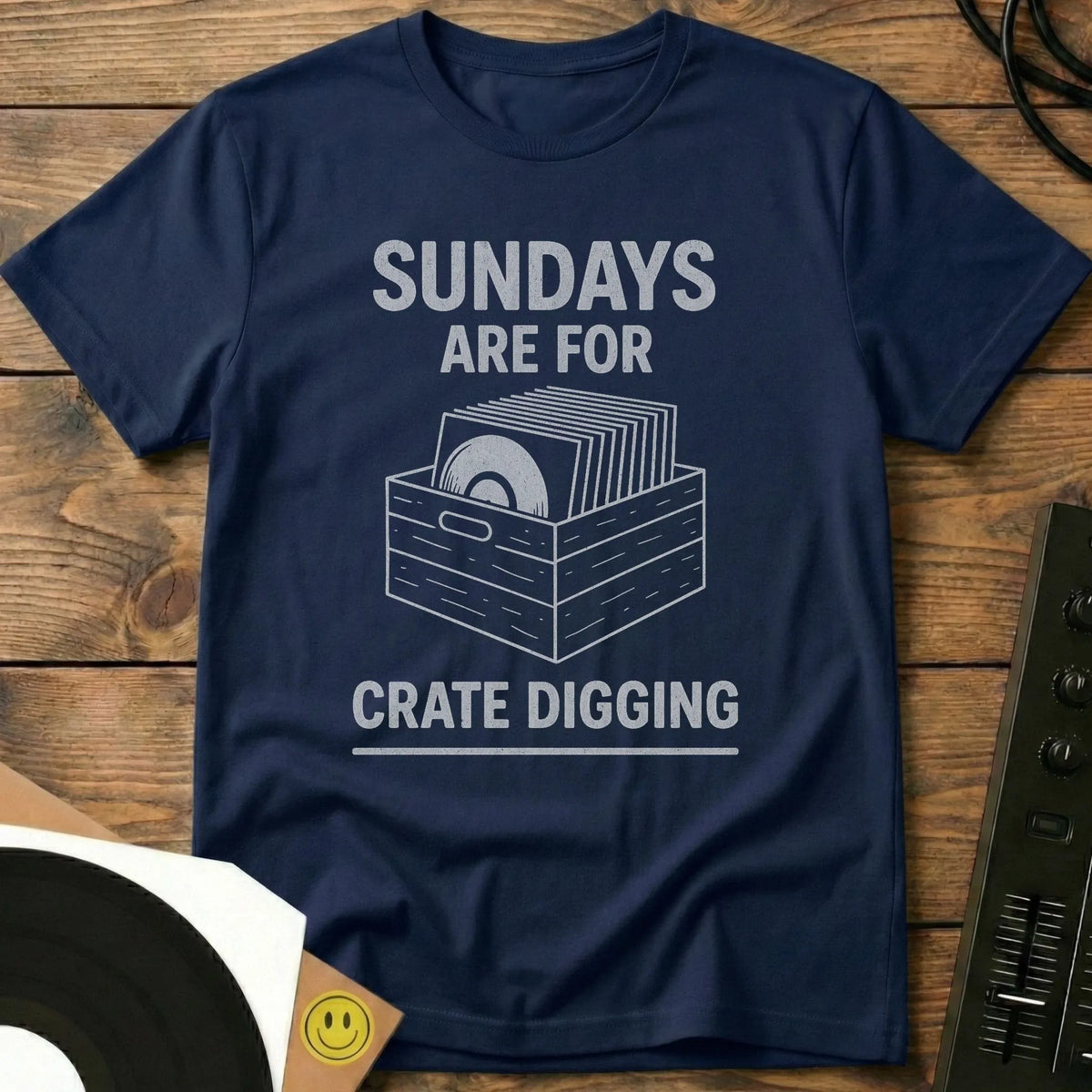 Sundays Are For Crate Digging T-Shirt Navy / S Sundays Are For Crate Digging T-Shirt