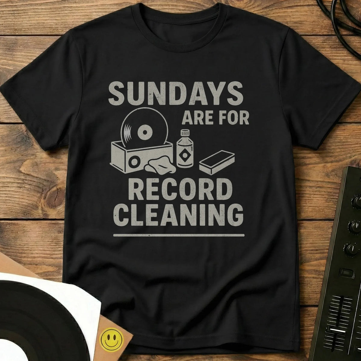 Sundays Are For Record Cleaning T-Shirt Black / S Sundays Are For Record Cleaning T-Shirt