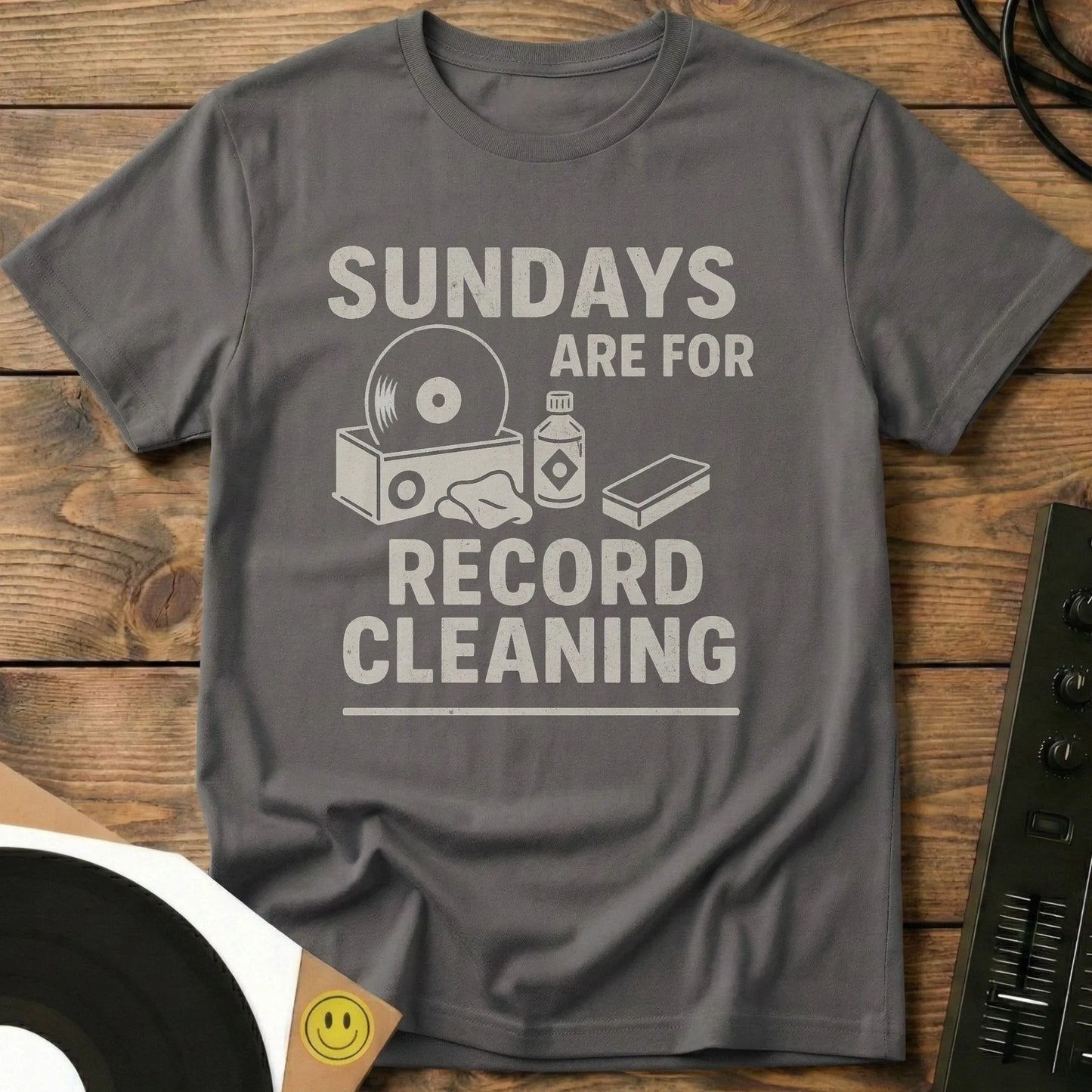 Sundays Are For Record Cleaning T-Shirt Charcoal / S Sundays Are For Record Cleaning T-Shirt