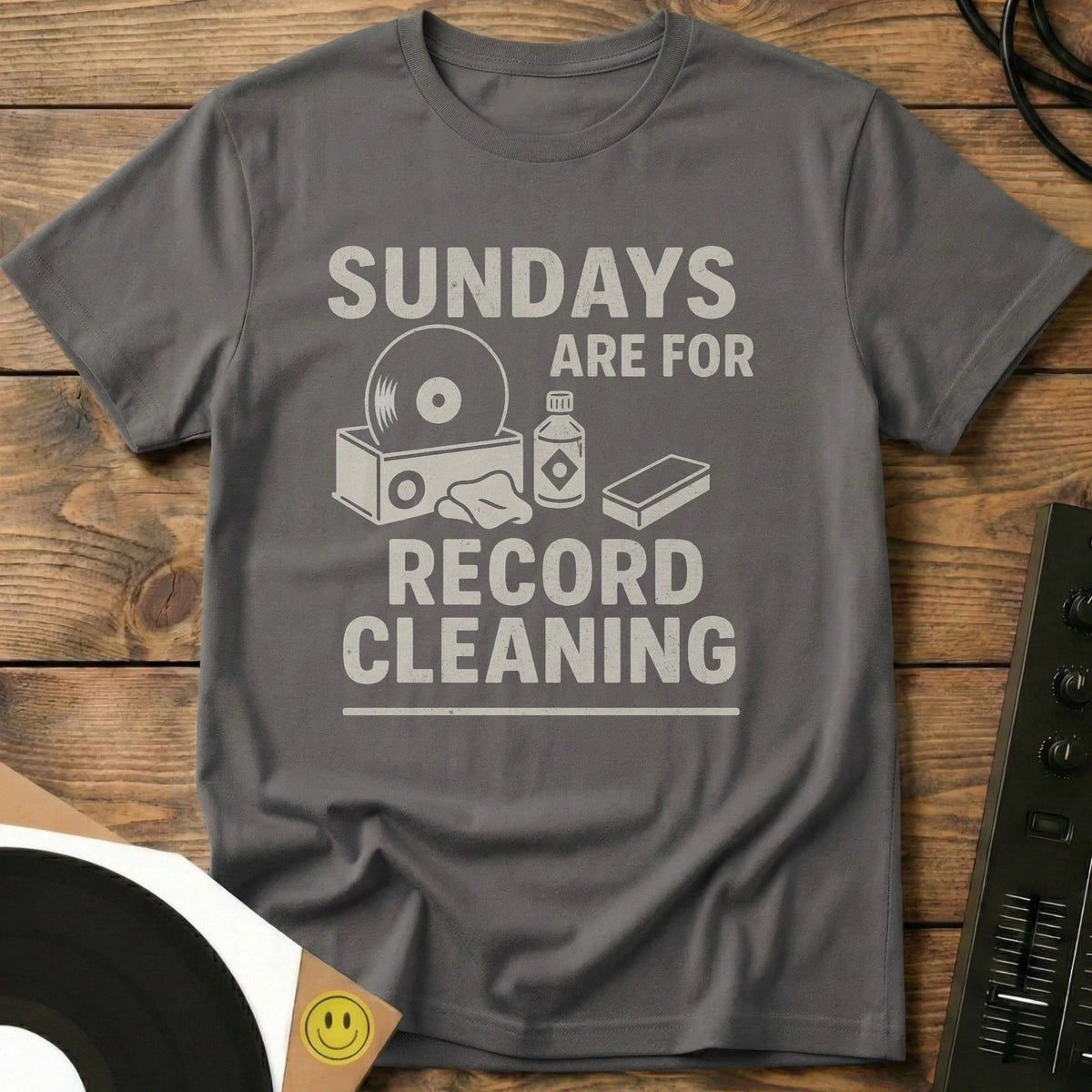 Sundays Are For Record Cleaning T-Shirt Charcoal / S Sundays Are For Record Cleaning T-Shirt