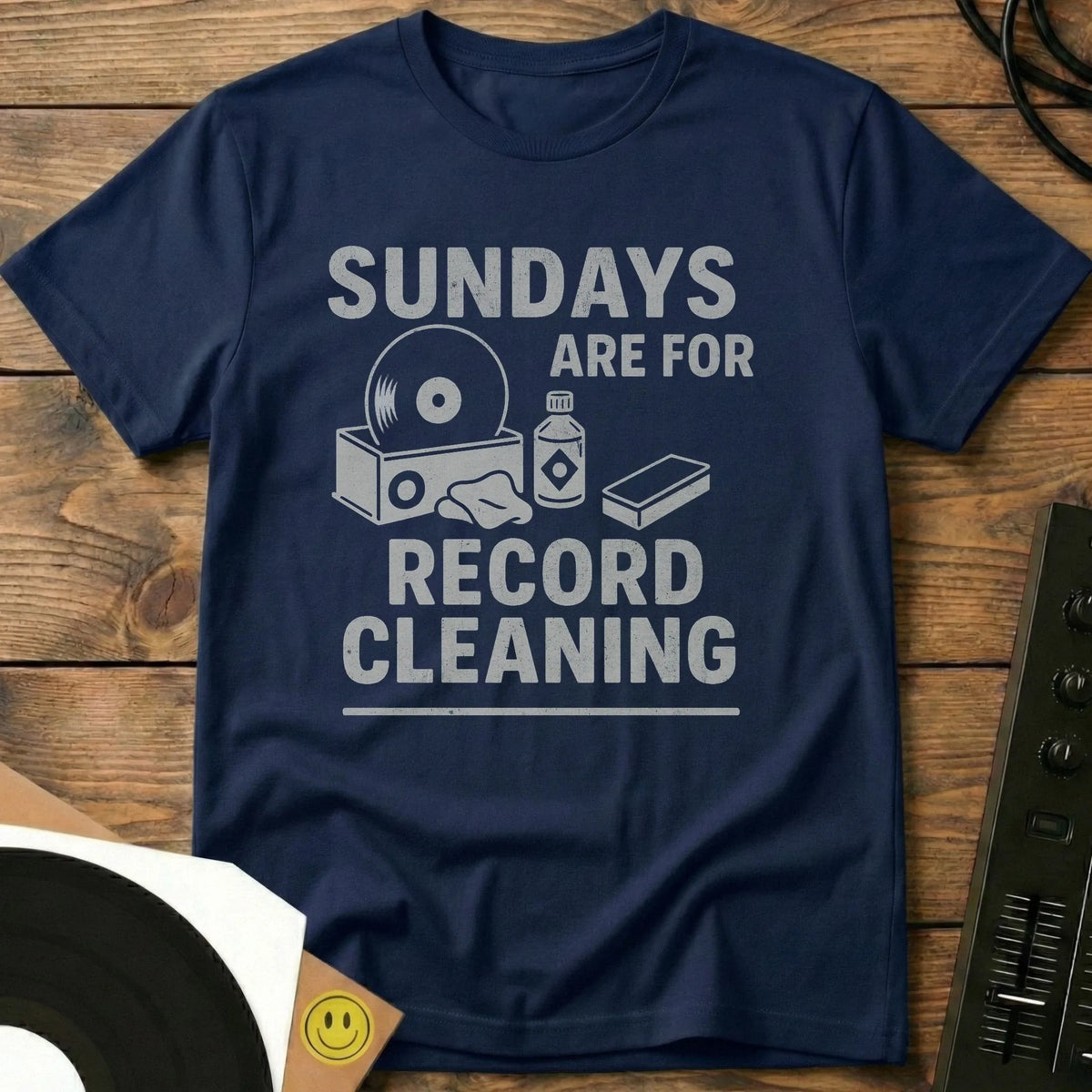 Sundays Are For Record Cleaning T-Shirt Navy / S Sundays Are For Record Cleaning T-Shirt