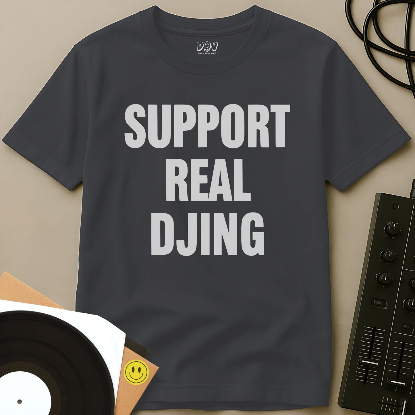 Support Real DJing T-Shirt Charcoal / S Support Real DJing T-Shirt