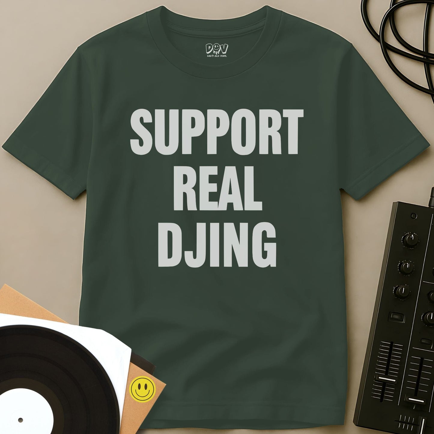 Support Real DJing T-Shirt Military Green / S Support Real DJing T-Shirt