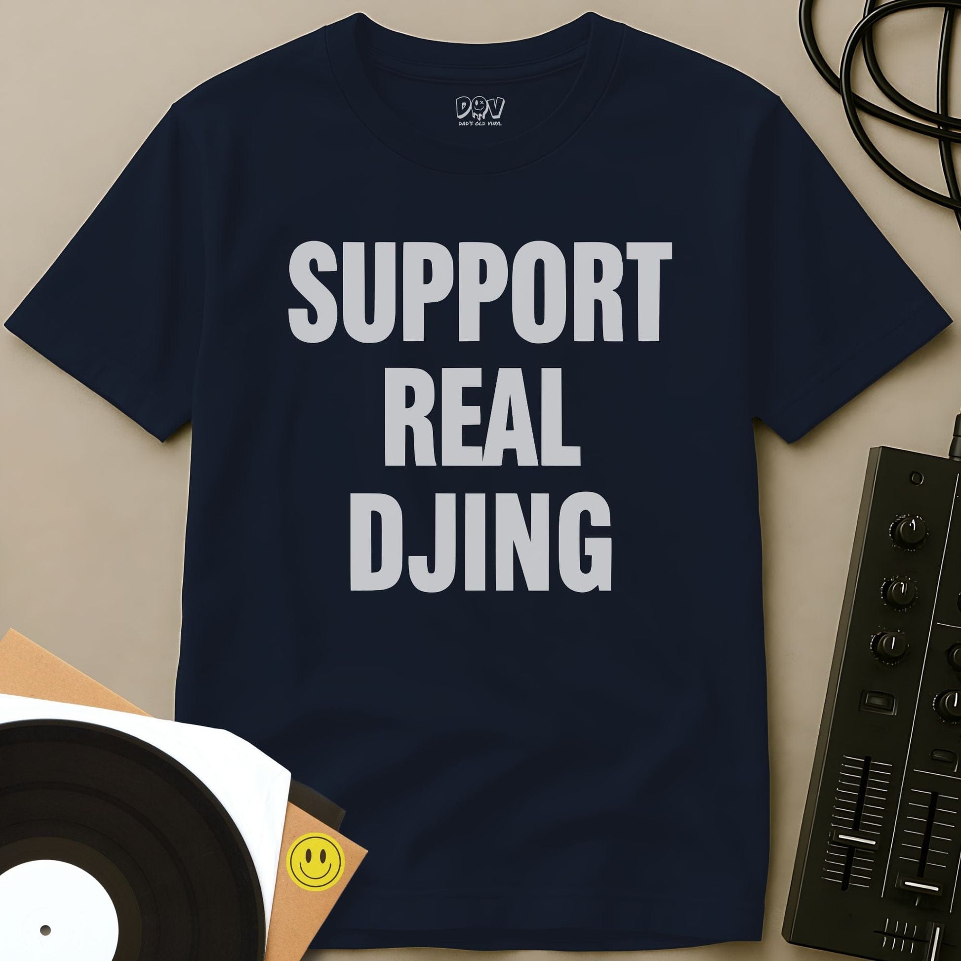Support Real DJing T-Shirt Navy / S Support Real DJing T-Shirt