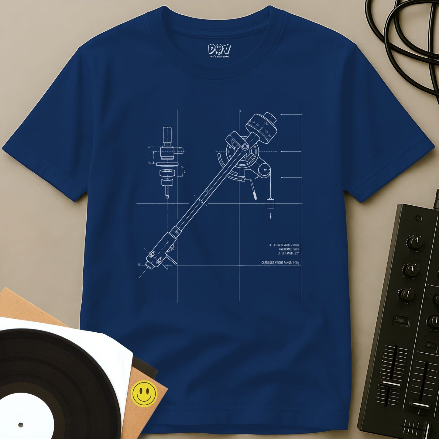 Tone Arm Blue Print T-Shirt Royal / S Tone Arm Blue Print T-Shirt