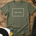 Turntable Start - Stop Button T-Shirt Military Green / S Turntable Start - Stop Button T-Shirt