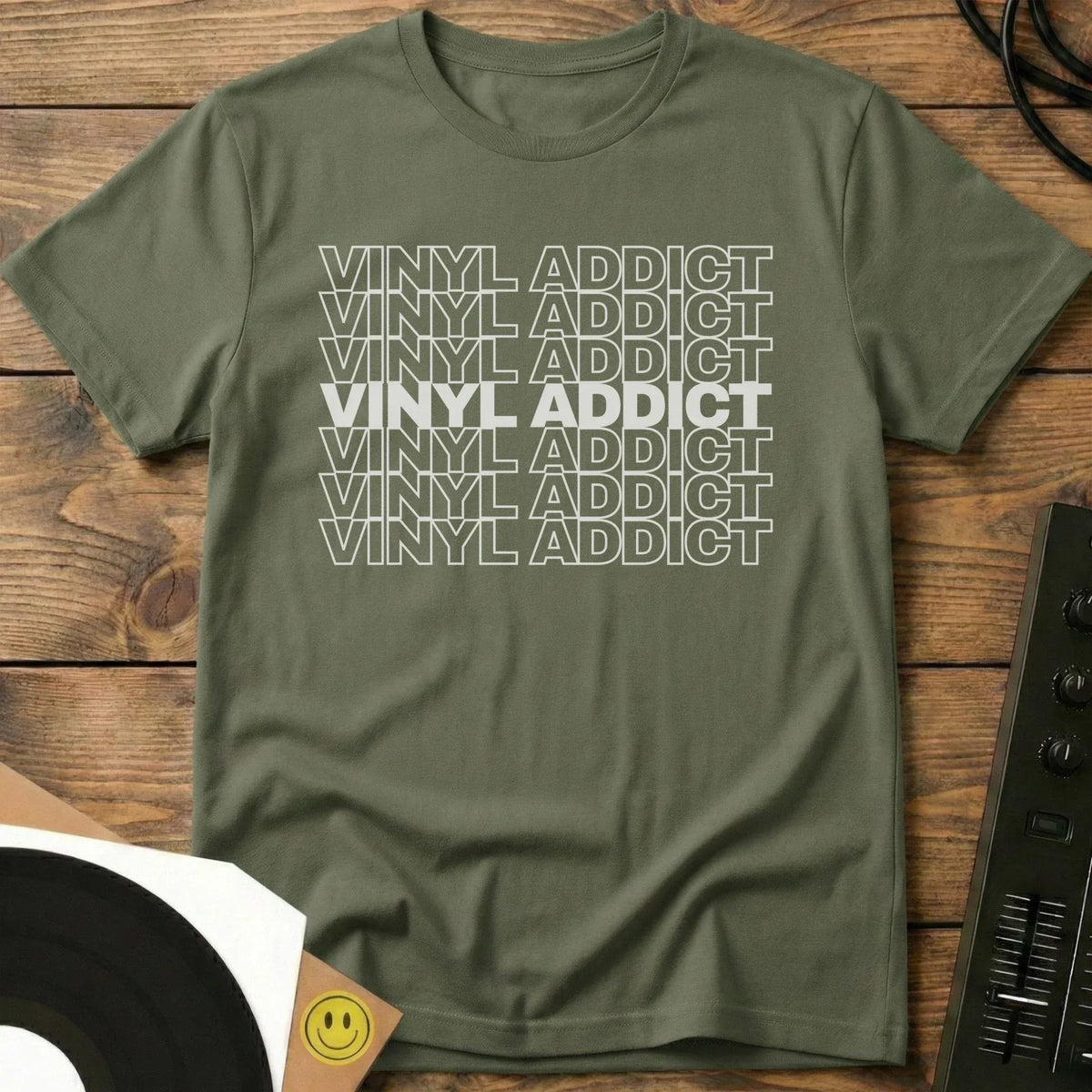 Vinyl Addict T-Shirt Military Green / S Vinyl Addict T-Shirt