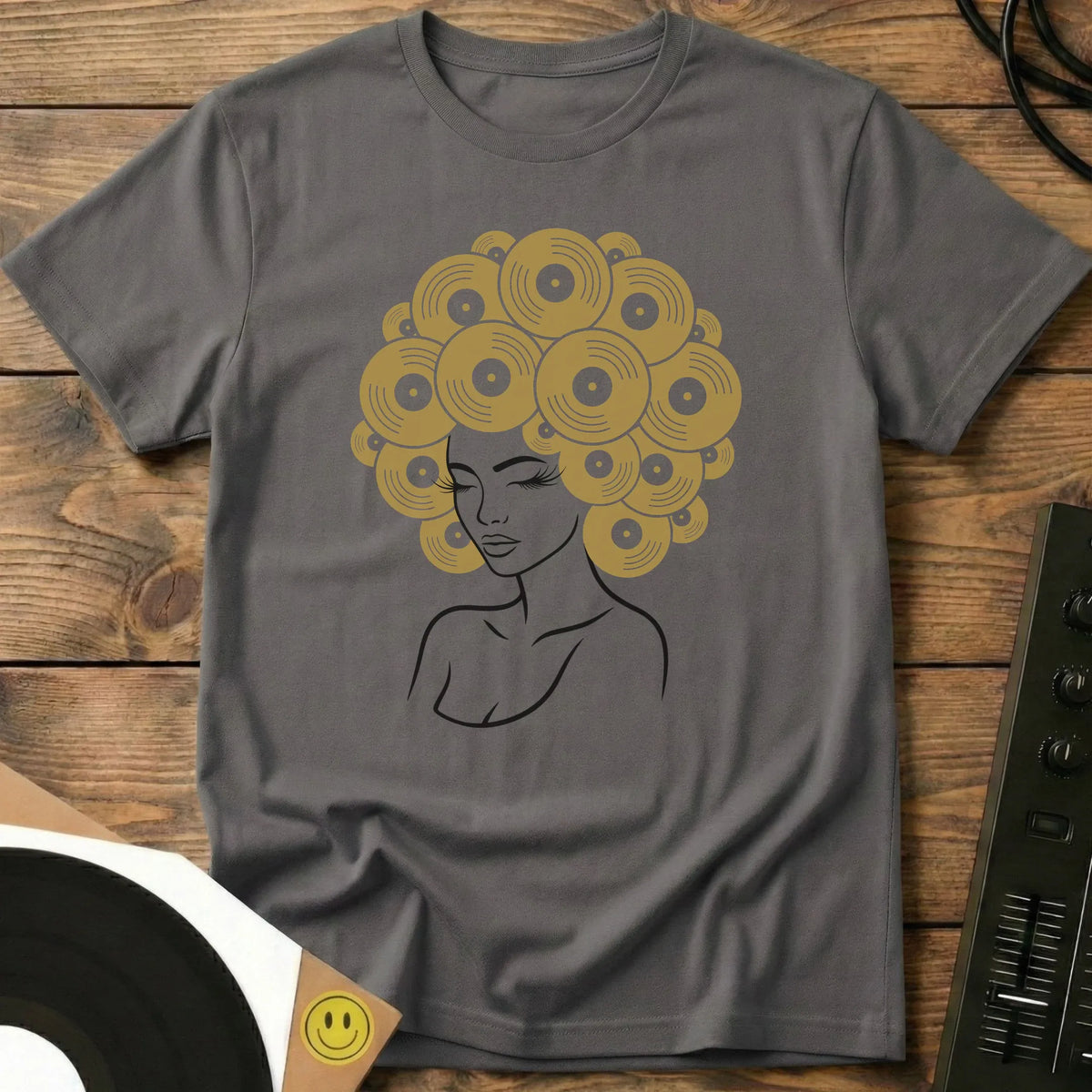 Vinyl Afro Remix T-Shirt Charcoal / S Vinyl Afro Remix T-Shirt
