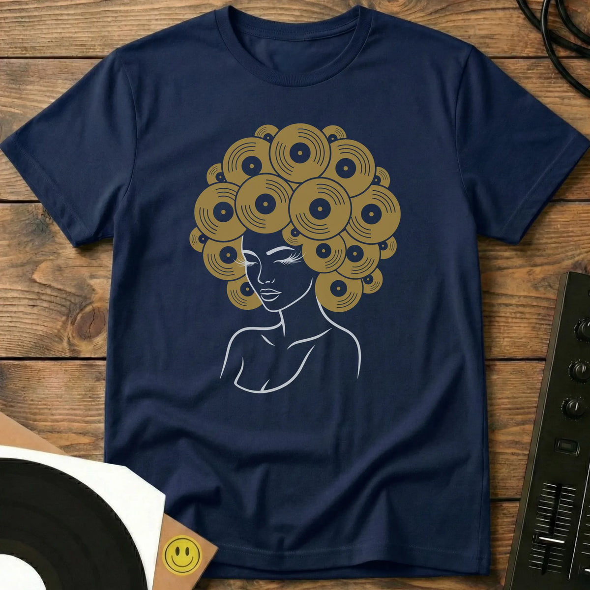 Vinyl Afro Remix T-Shirt Navy / S Vinyl Afro Remix T-Shirt