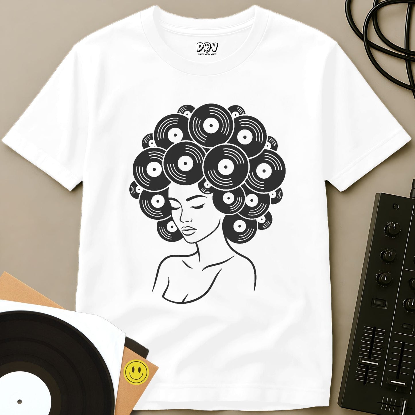 Vinyl Afro T-Shirt White / S Vinyl Afro T-Shirt